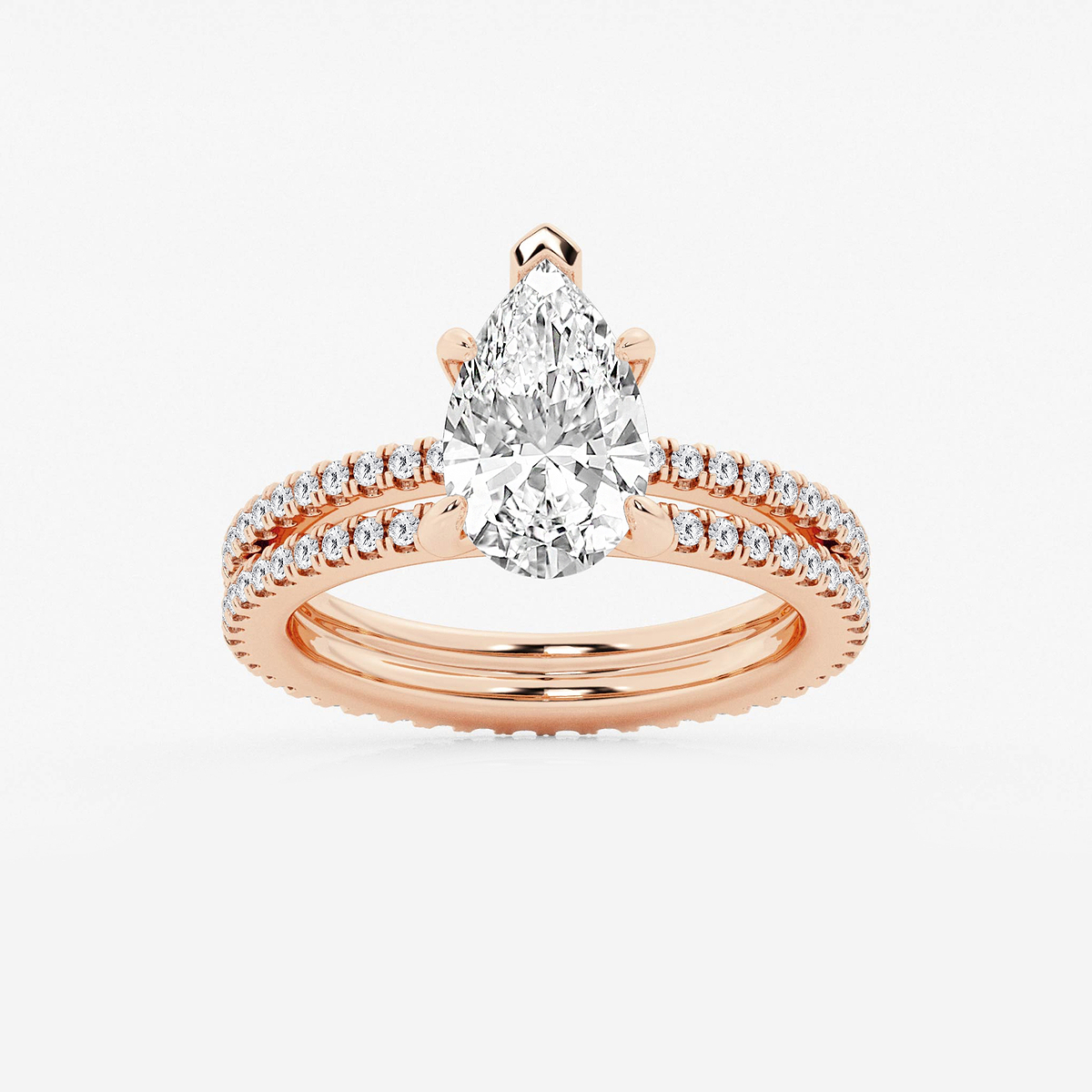 2 3/4 ctw Pear Lab Grown Diamond Split Double Band Eternity Engagement Ring