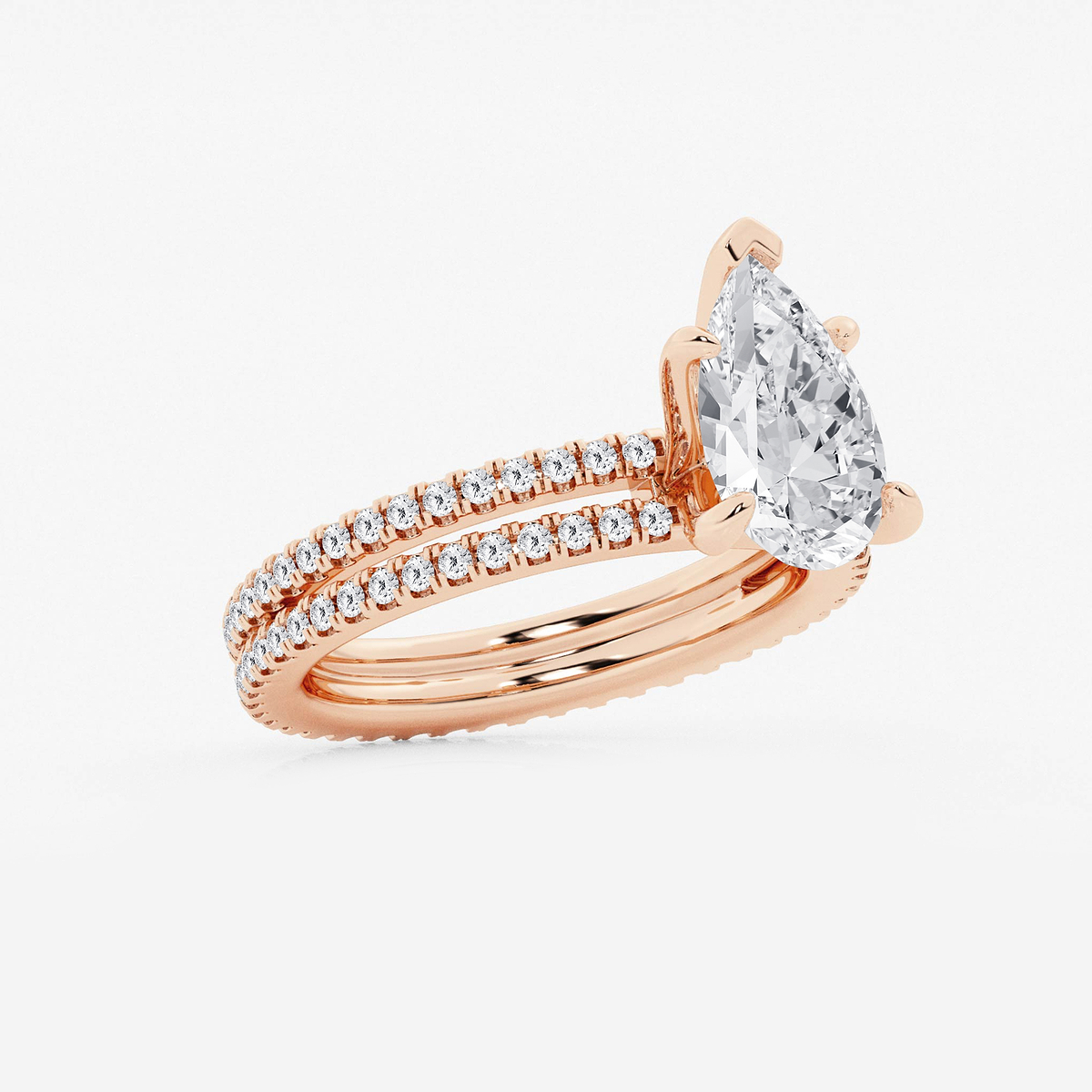 Additional Image 1 for  2 3/4 ctw Pear Lab Grown Diamond Split Double Band Eternity Engagement Ring