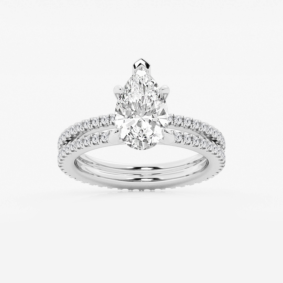 2 3/4 ctw Pear Lab Grown Diamond Split Double Band Eternity Engagement Ring
