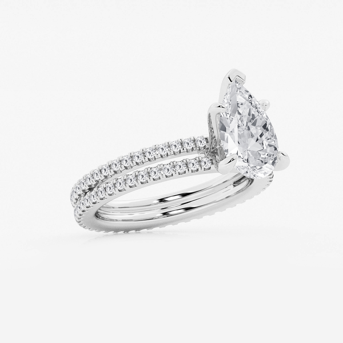 Additional Image 1 for  2 3/4 ctw Pear Lab Grown Diamond Split Double Band Eternity Engagement Ring