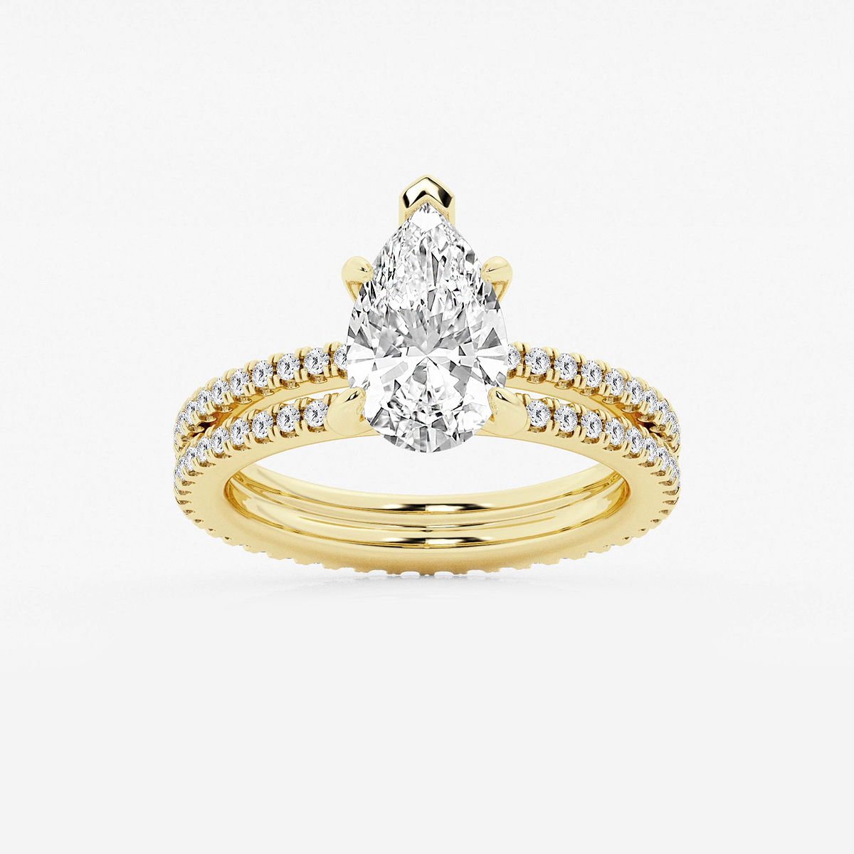 2 3/4 ctw Pear Lab Grown Diamond Split Double Band Eternity Engagement Ring