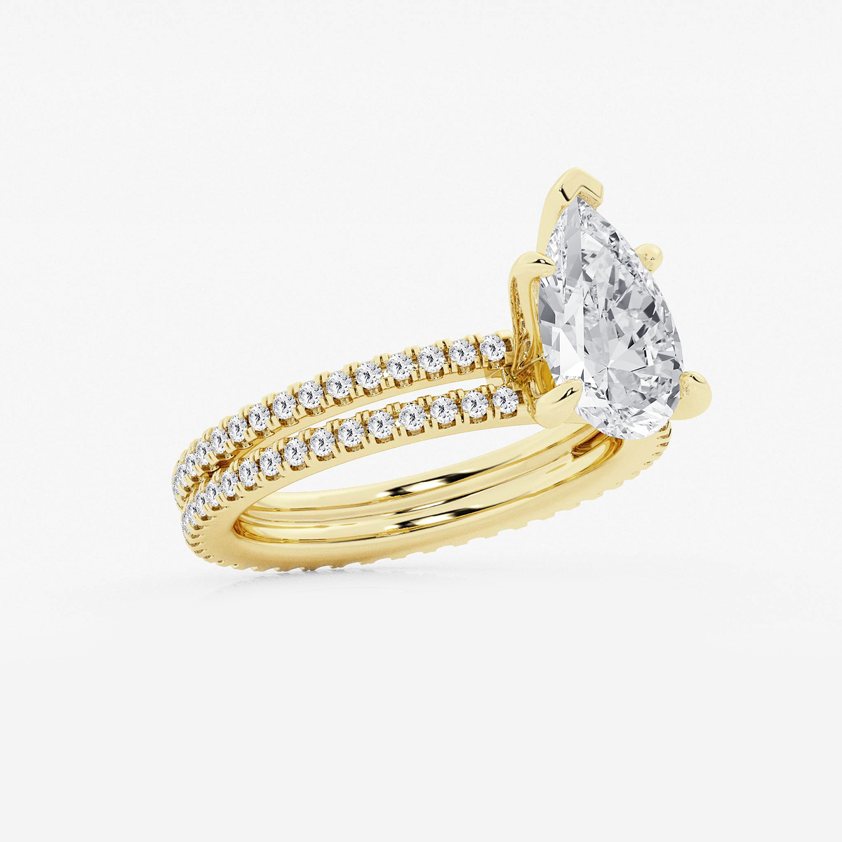 Additional Image 1 for  2 3/4 ctw Pear Lab Grown Diamond Split Double Band Eternity Engagement Ring