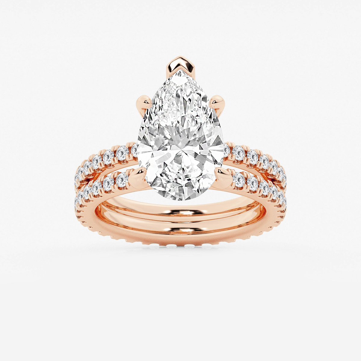 3 2/5 ctw Pear Lab Grown Diamond Split Double Band Eternity Engagement Ring