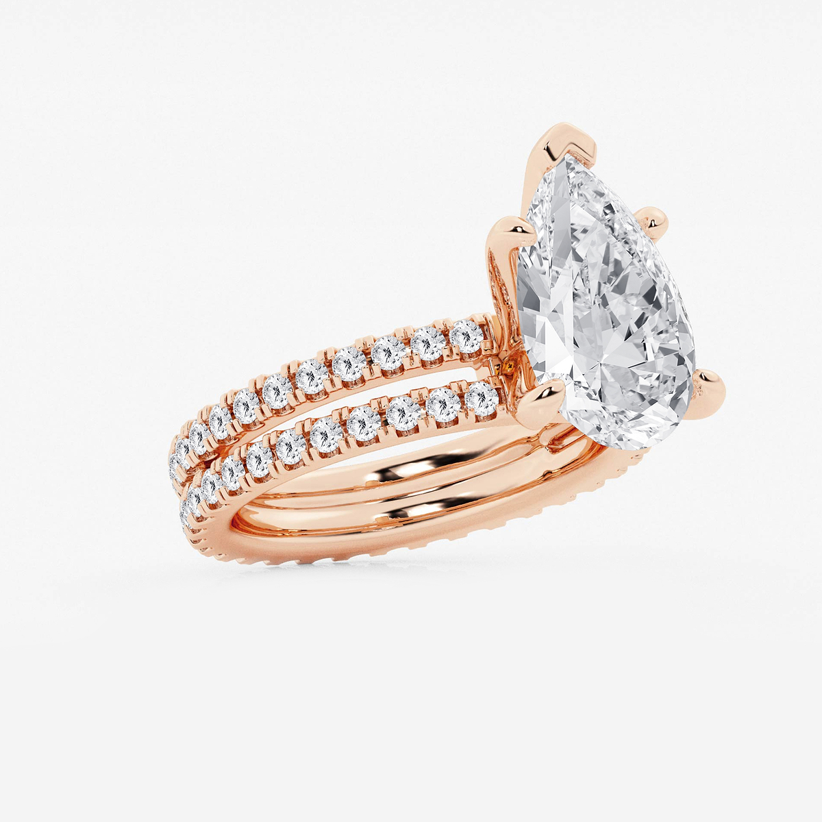 Additional Image 1 for  3 2/5 ctw Pear Lab Grown Diamond Split Double Band Eternity Engagement Ring