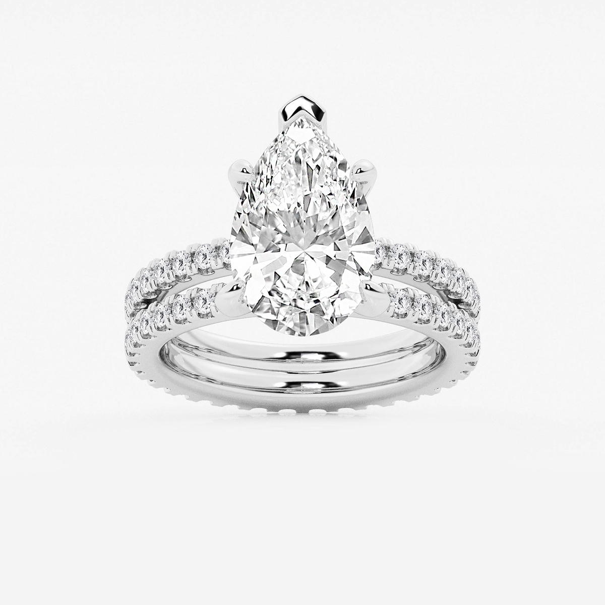 3 2/5 ctw Pear Lab Grown Diamond Split Double Band Eternity Engagement Ring