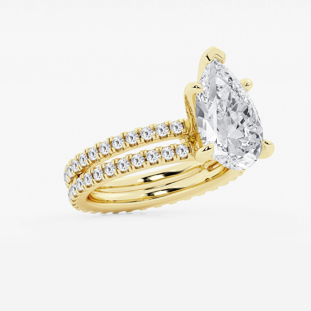 Additional Image 1 for  3 2/5 ctw Pear Lab Grown Diamond Split Double Band Eternity Engagement Ring