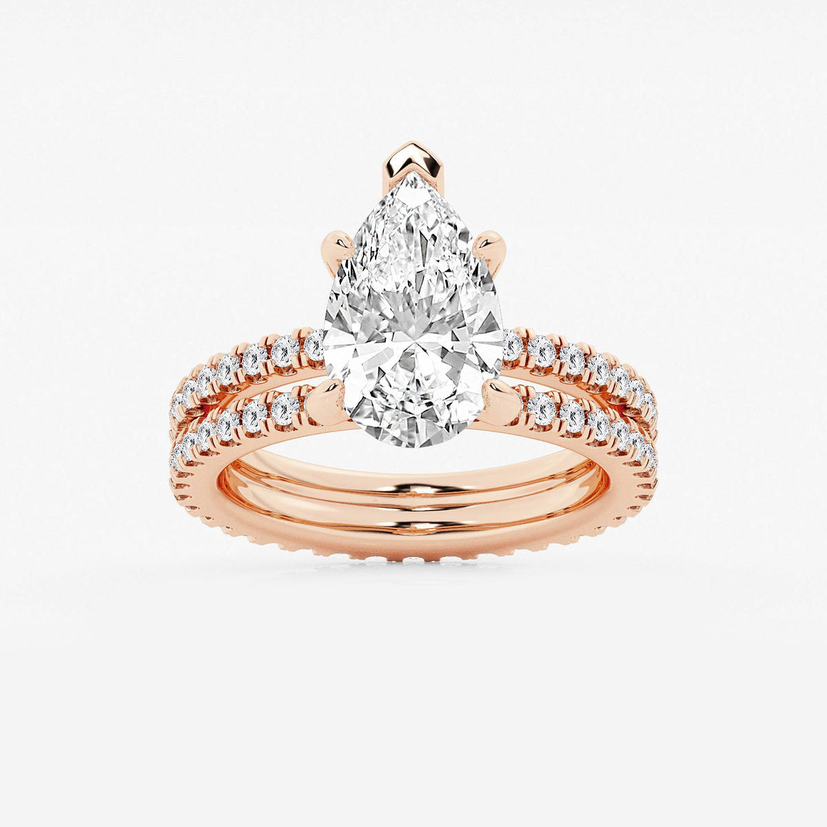 3 7/8 ctw Pear Lab Grown Diamond Split Double Band Eternity Engagement Ring