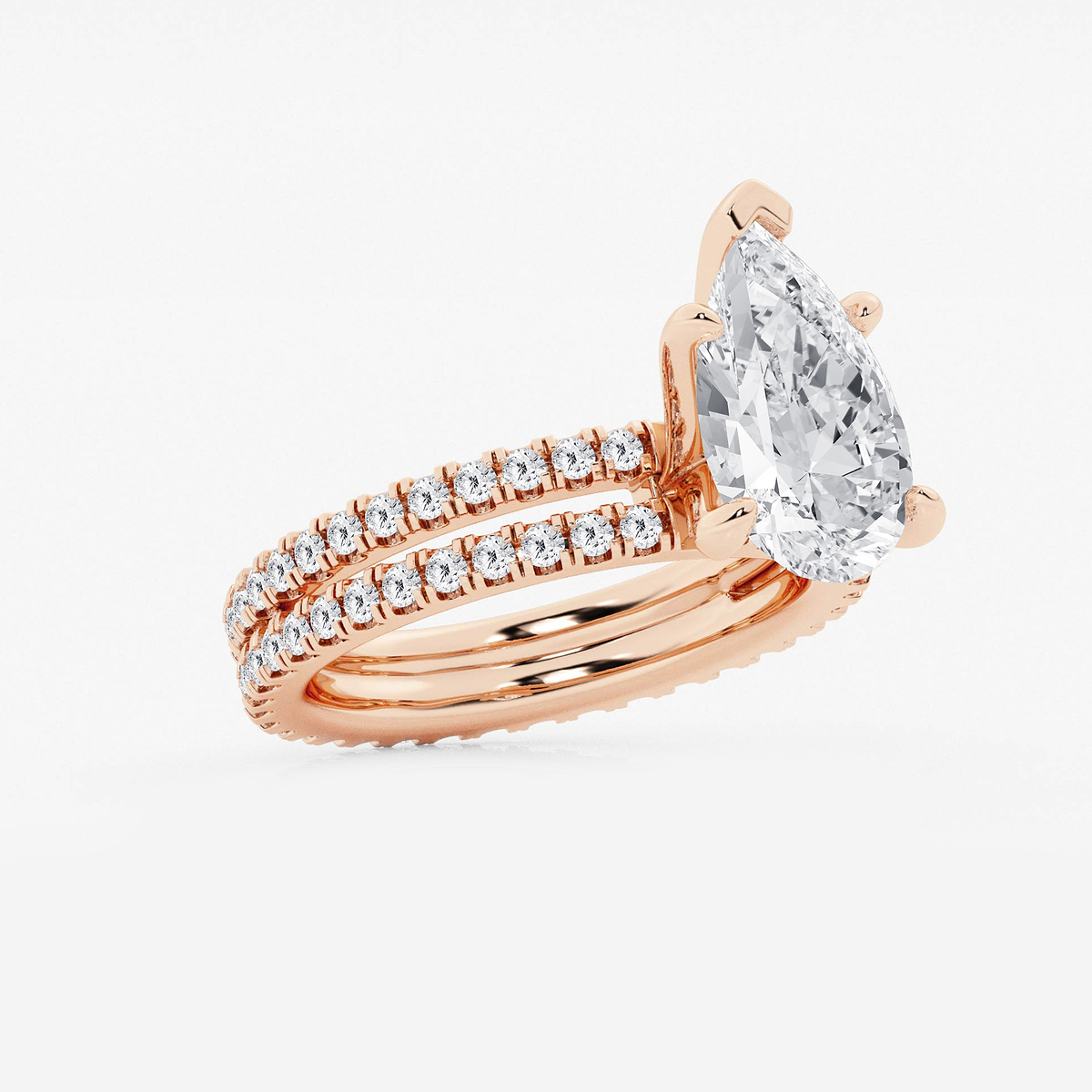 Additional Image 1 for  3 7/8 ctw Pear Lab Grown Diamond Split Double Band Eternity Engagement Ring