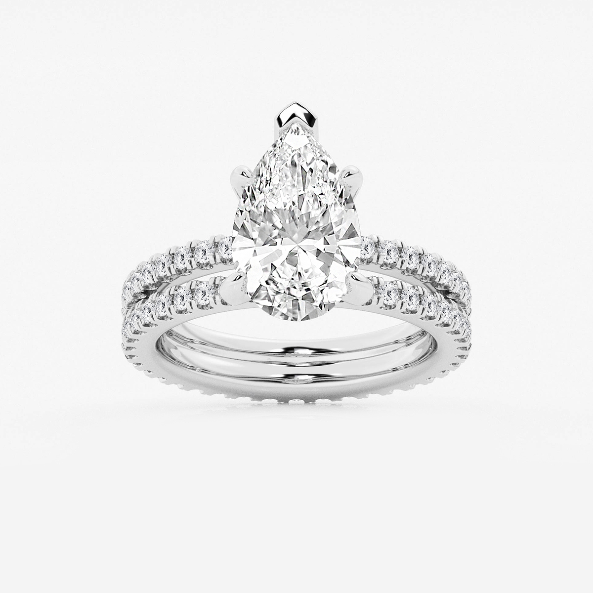 3 7/8 ctw Pear Lab Grown Diamond Split Double Band Eternity Engagement Ring