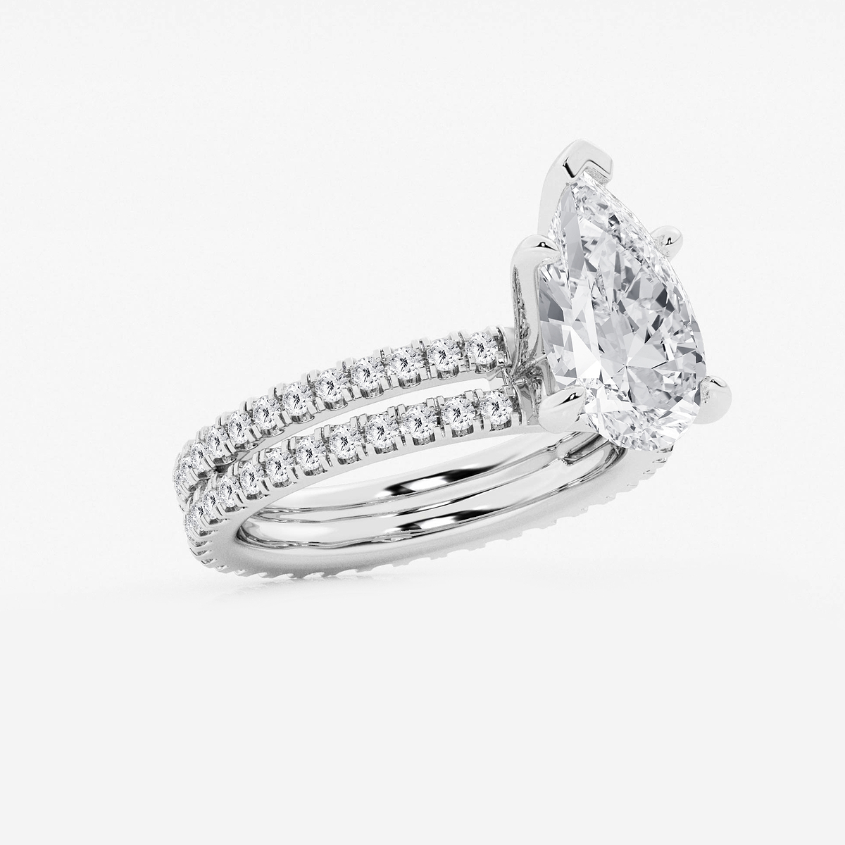 Additional Image 1 for  3 7/8 ctw Pear Lab Grown Diamond Split Double Band Eternity Engagement Ring