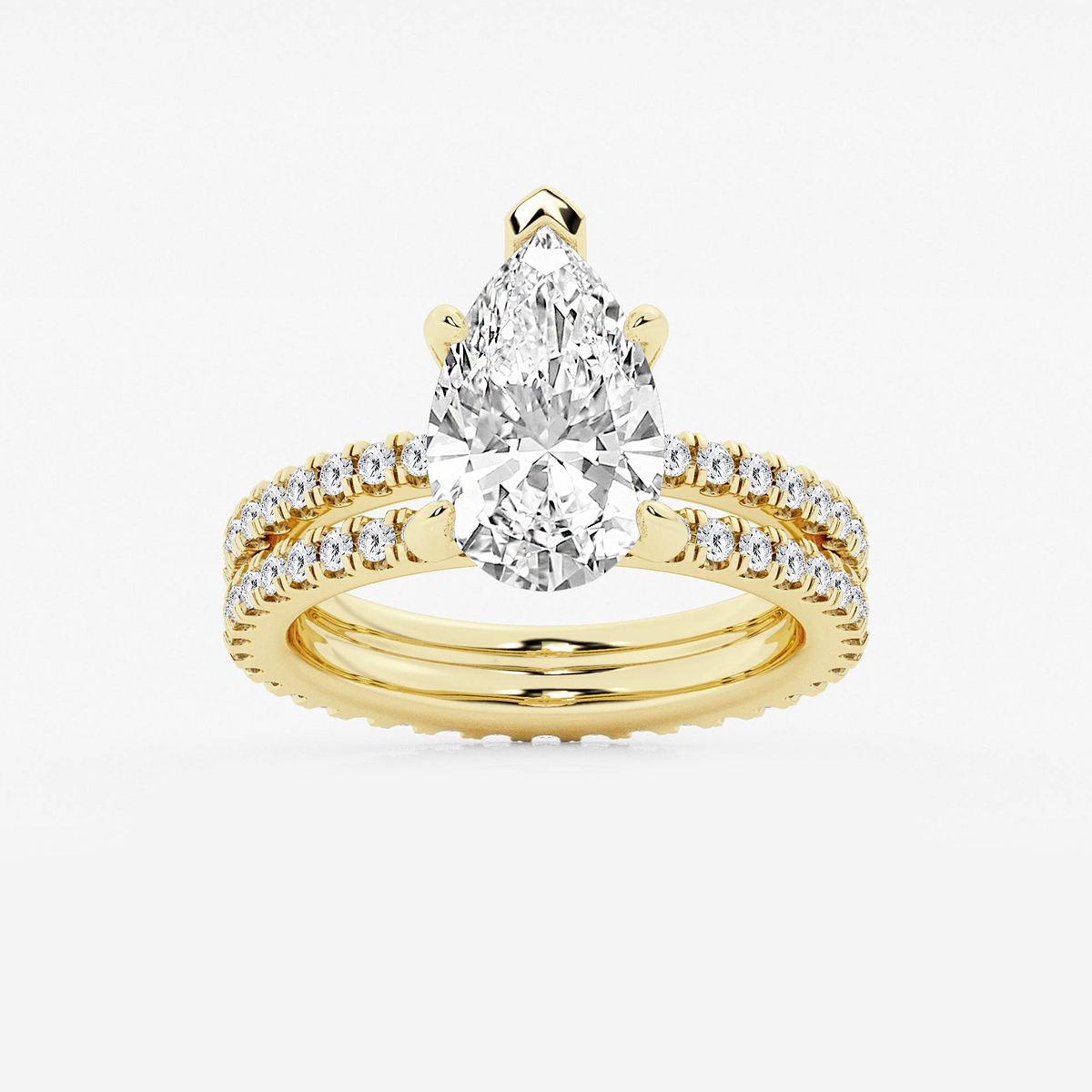 3 7/8 ctw Pear Lab Grown Diamond Split Double Band Eternity Engagement Ring