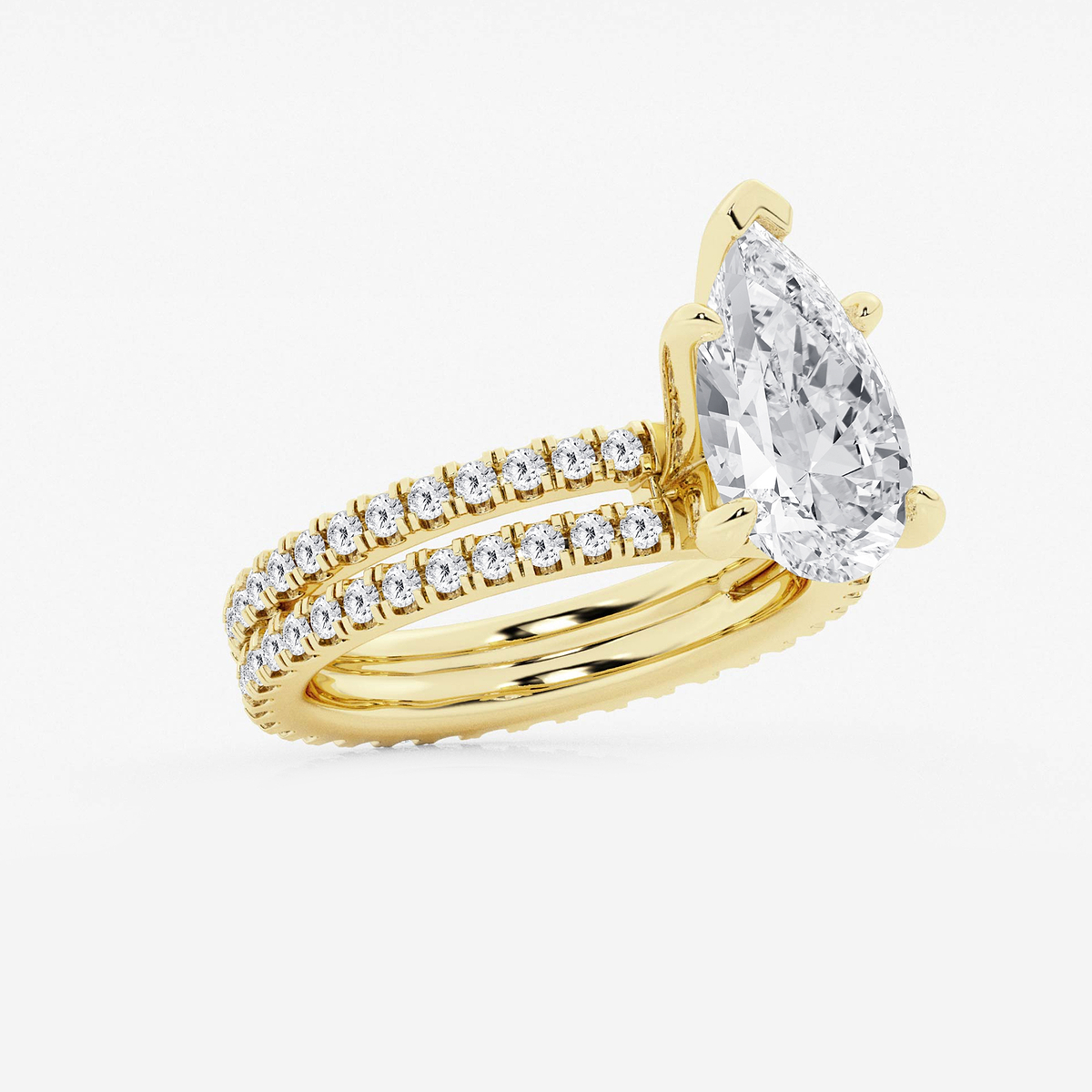 Additional Image 1 for  3 7/8 ctw Pear Lab Grown Diamond Split Double Band Eternity Engagement Ring