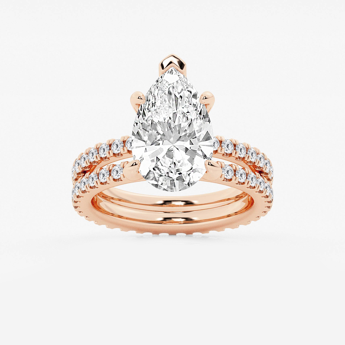 5 1/5 ctw Pear Lab Grown Diamond Split Double Band Eternity Engagement Ring