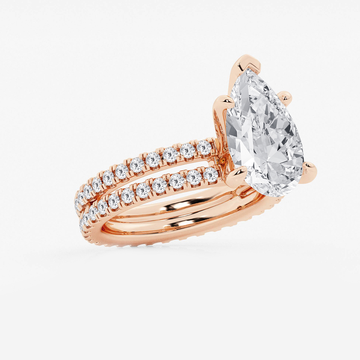 Additional Image 1 for  5 1/5 ctw Pear Lab Grown Diamond Split Double Band Eternity Engagement Ring