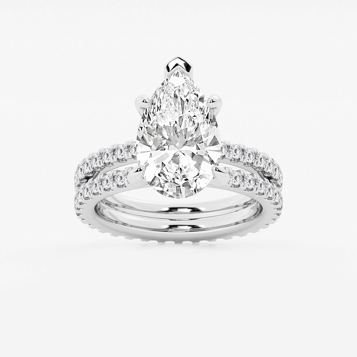 5 1/5 ctw Pear Lab Grown Diamond Split Double Band Eternity Engagement Ring