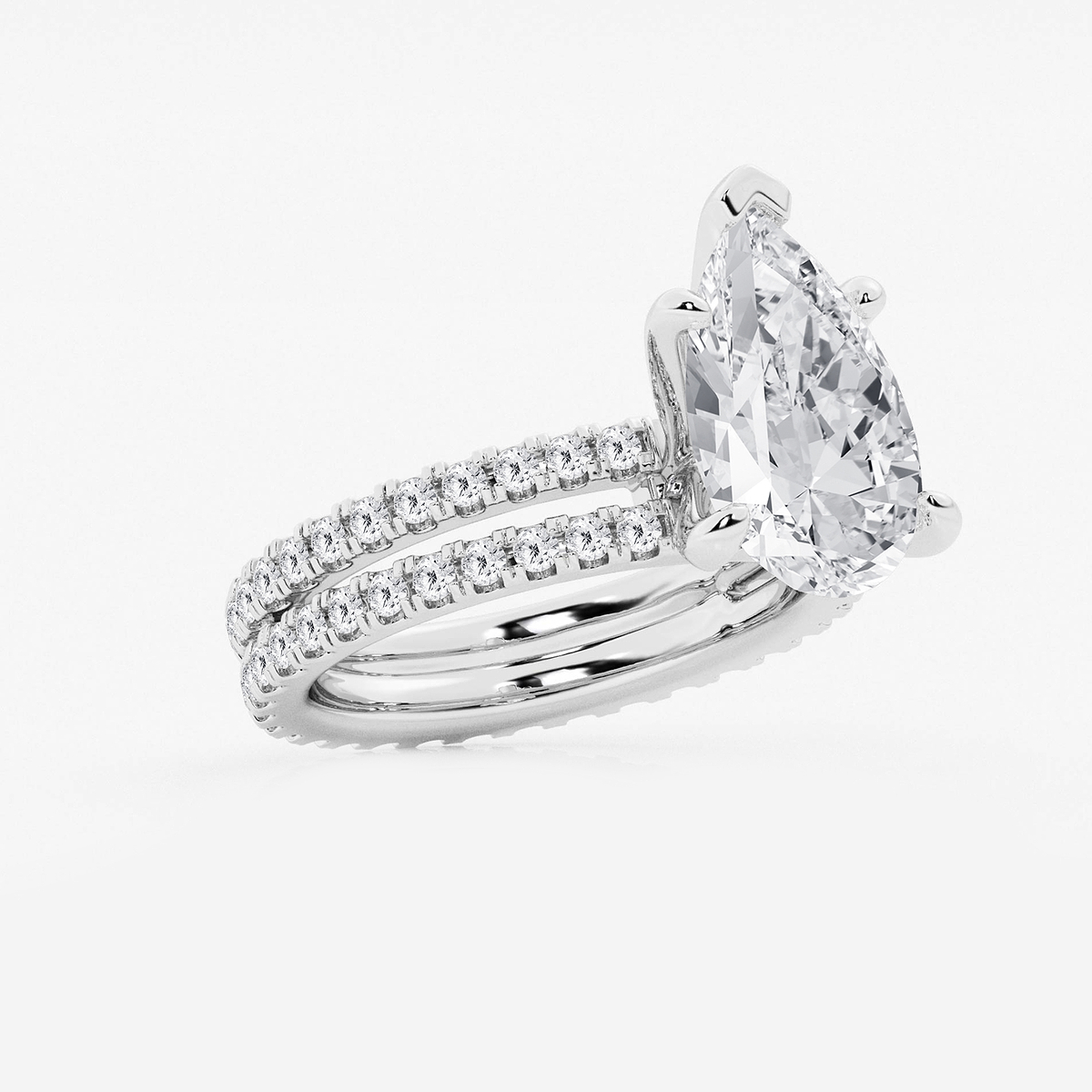 Additional Image 1 for  5 1/5 ctw Pear Lab Grown Diamond Split Double Band Eternity Engagement Ring