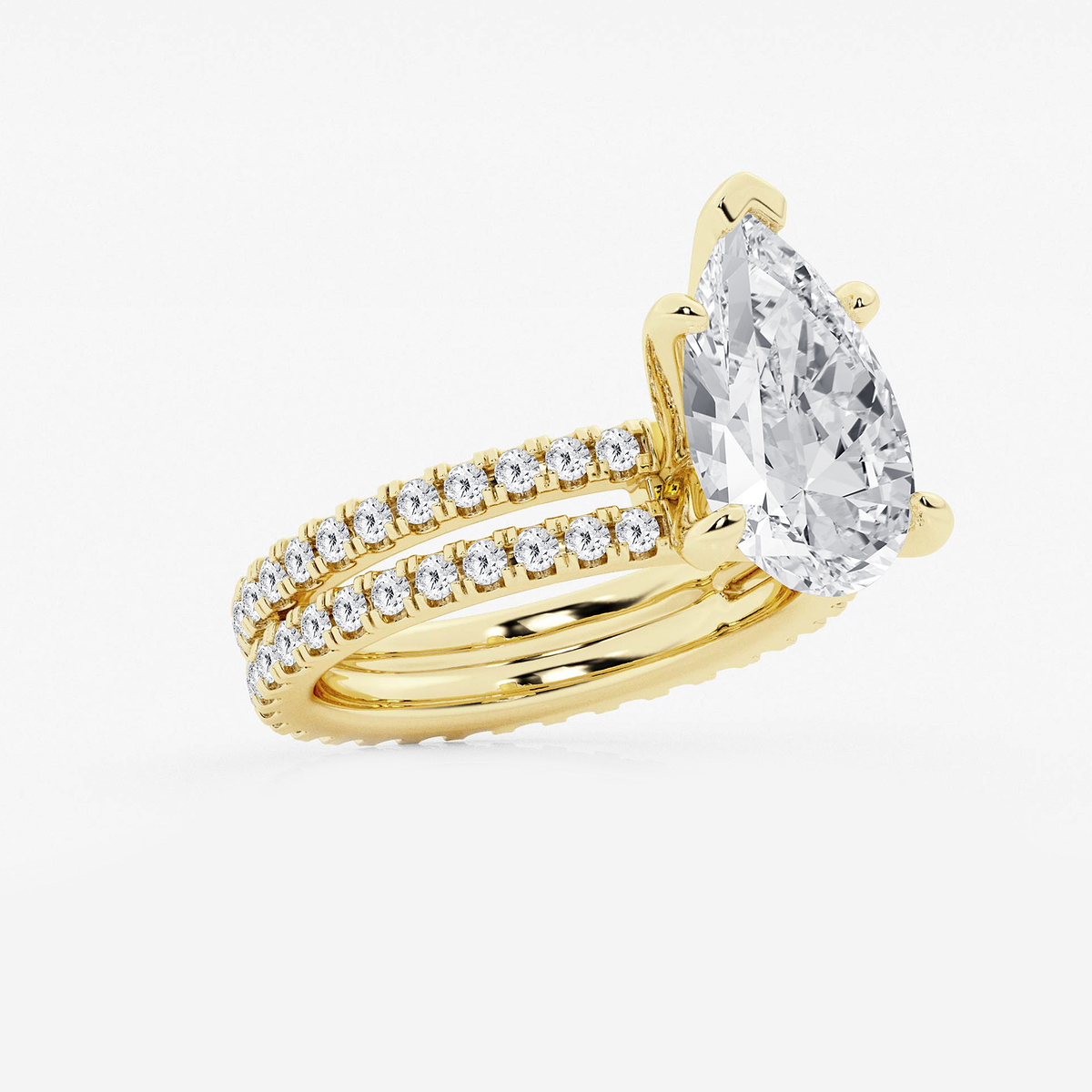 Additional Image 1 for  5 1/5 ctw Pear Lab Grown Diamond Split Double Band Eternity Engagement Ring