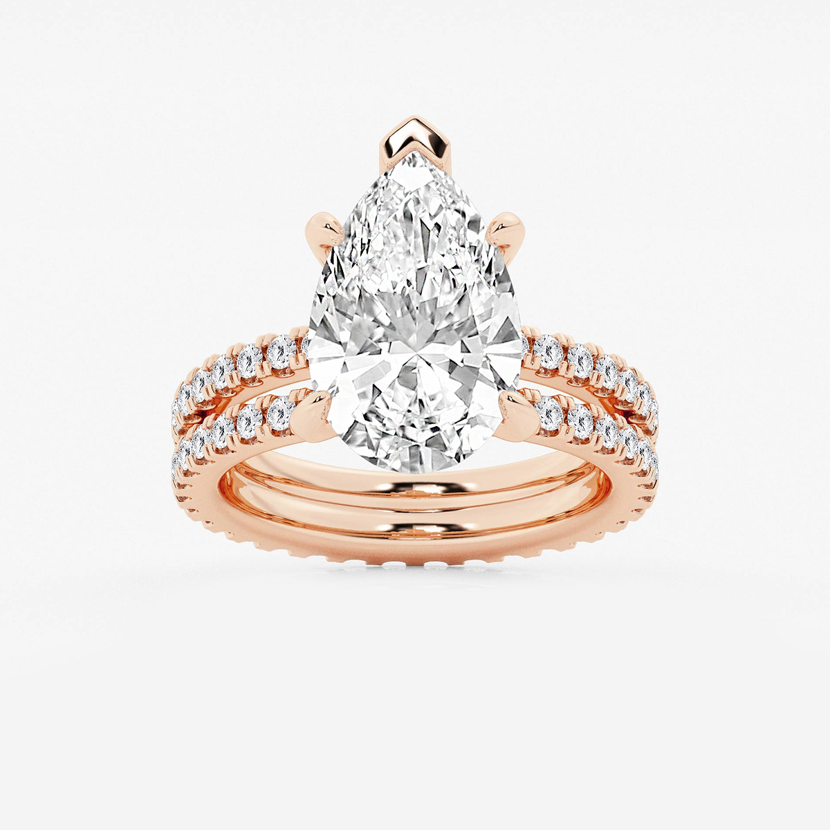 6 1/5 ctw Pear Lab Grown Diamond Split Double Band Eternity Engagement Ring