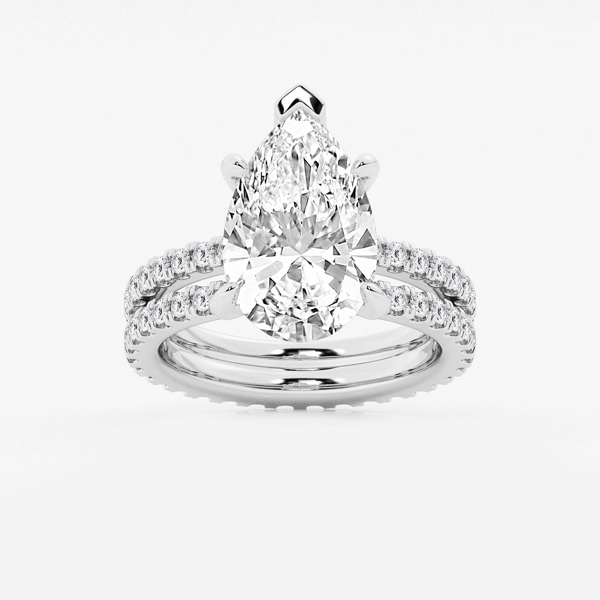 6 1/5 ctw Pear Lab Grown Diamond Split Double Band Eternity Engagement Ring
