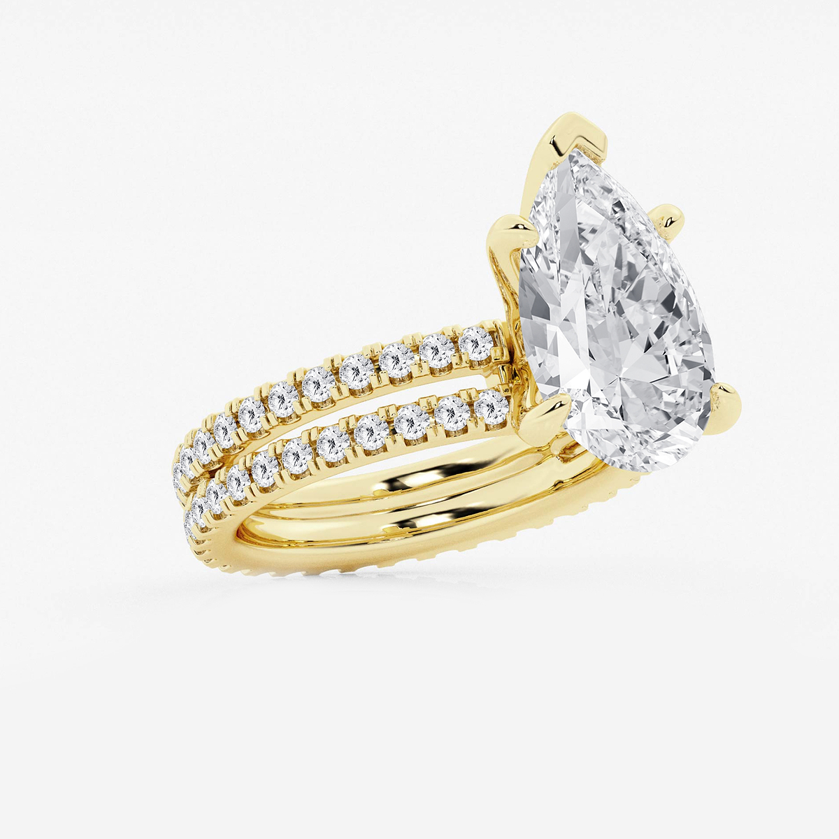 Additional Image 1 for  6 1/5 ctw Pear Lab Grown Diamond Split Double Band Eternity Engagement Ring