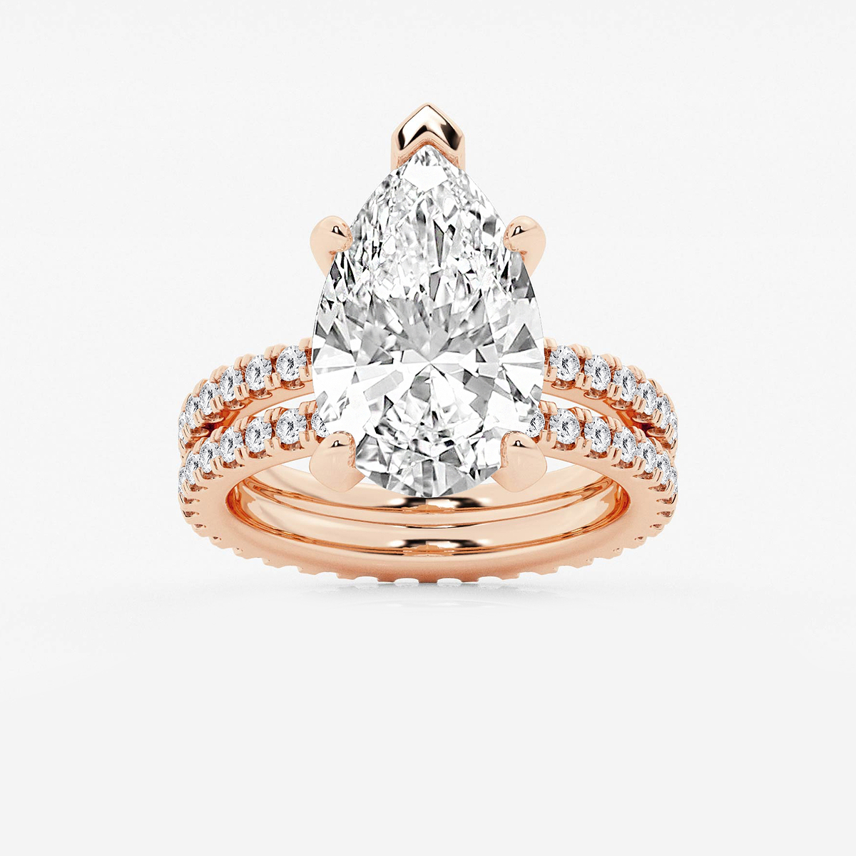7 1/5 ctw Pear Lab Grown Diamond Split Double Band Eternity Engagement Ring