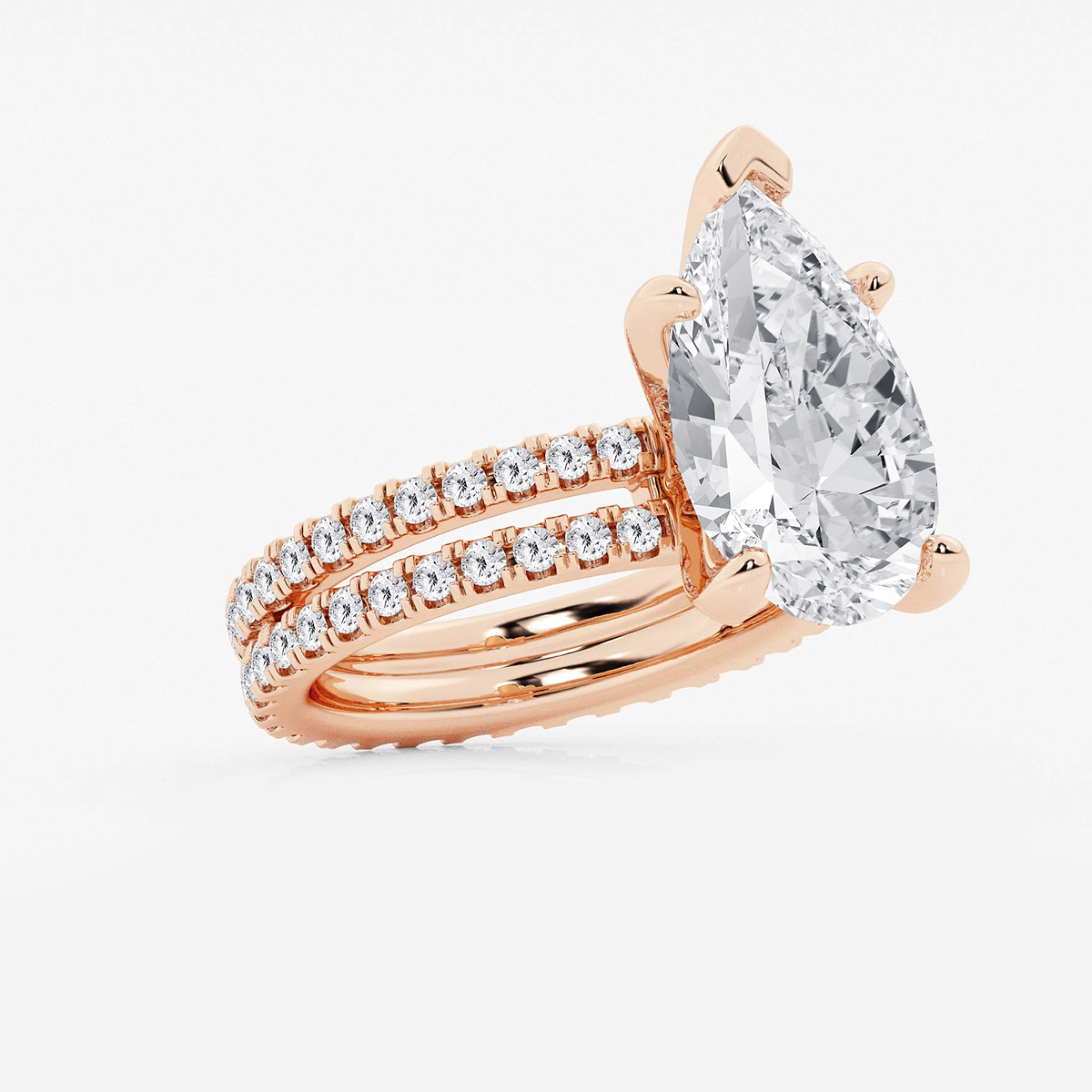 Additional Image 1 for  7 1/5 ctw Pear Lab Grown Diamond Split Double Band Eternity Engagement Ring