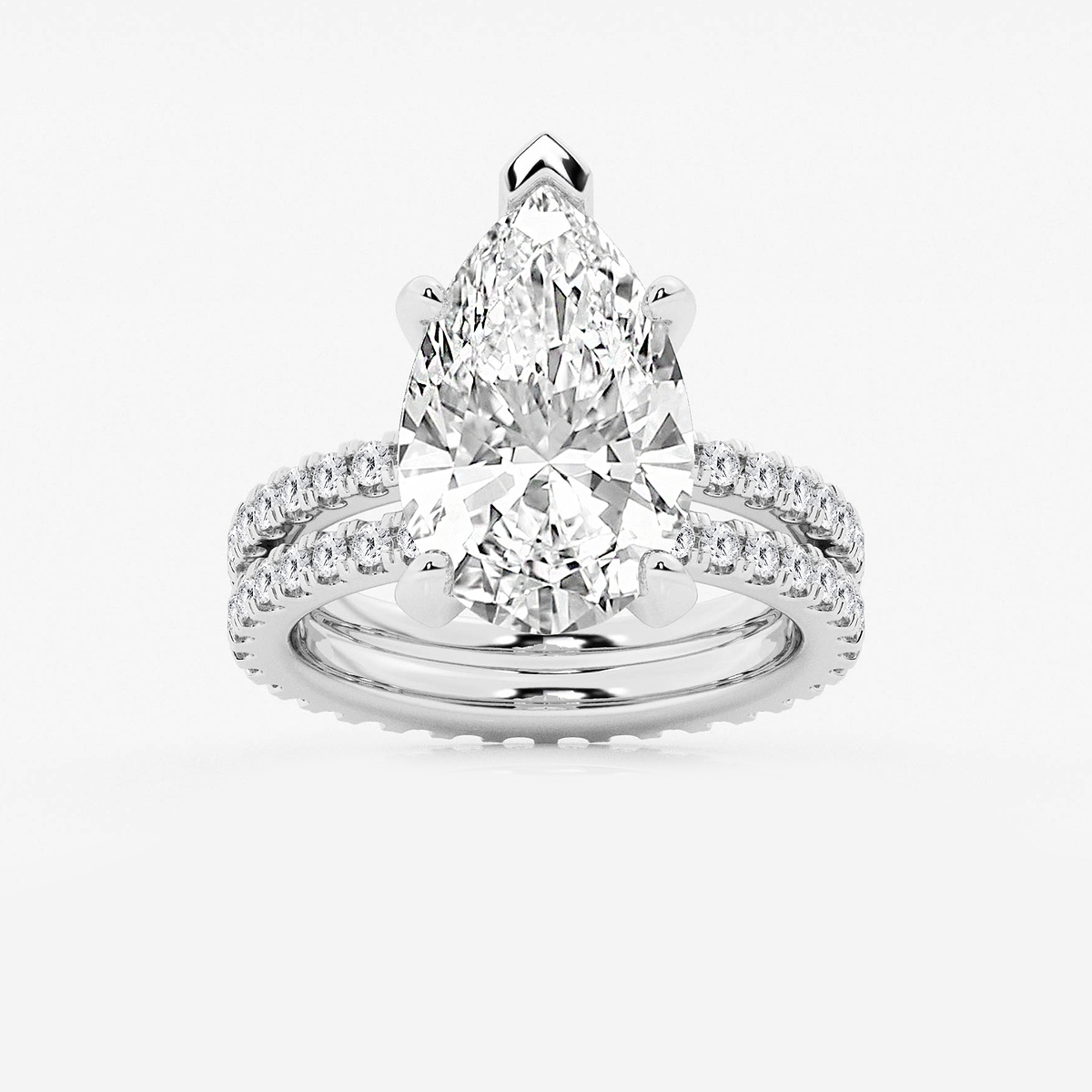 7 1/5 ctw Pear Lab Grown Diamond Split Double Band Eternity Engagement Ring