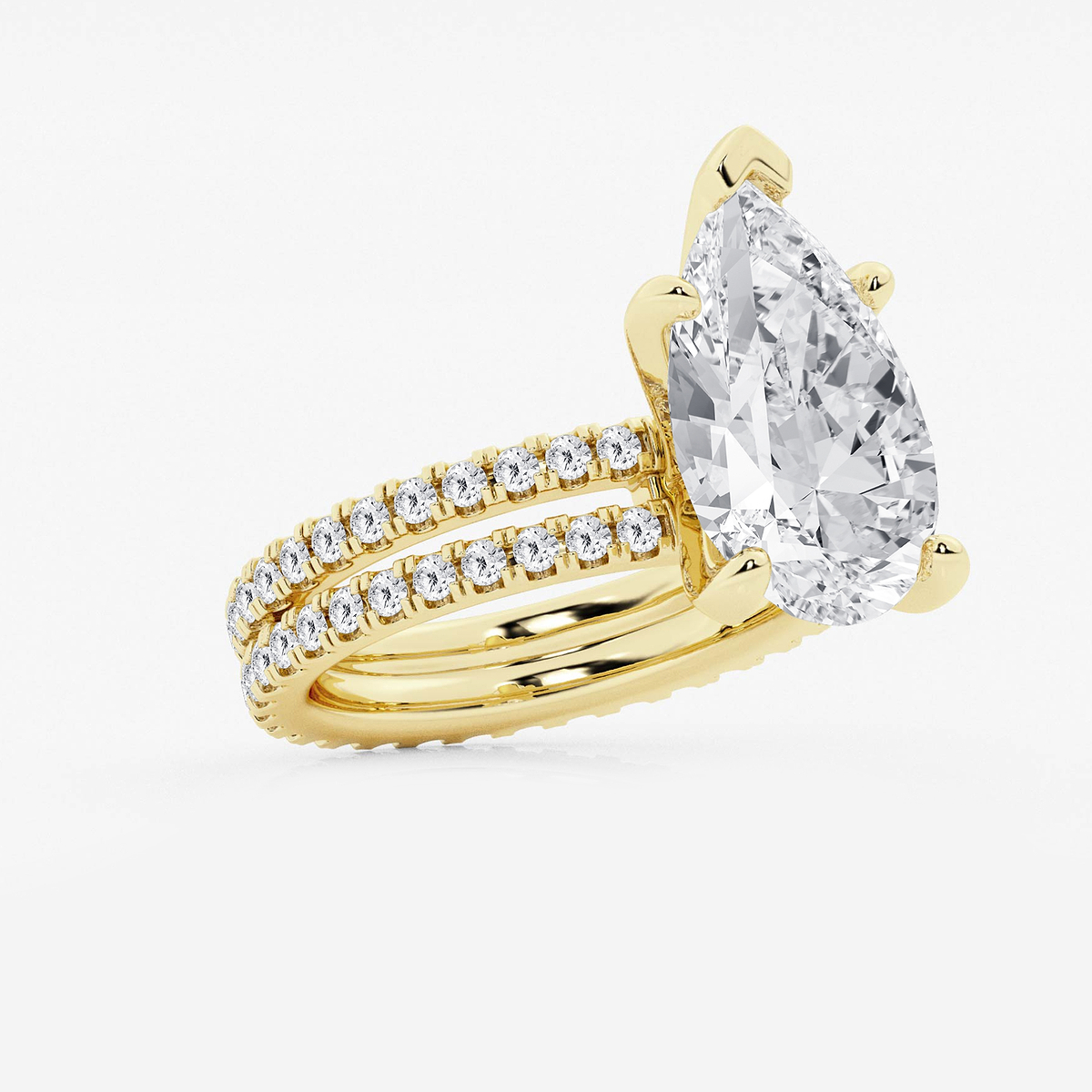 Additional Image 1 for  7 1/5 ctw Pear Lab Grown Diamond Split Double Band Eternity Engagement Ring