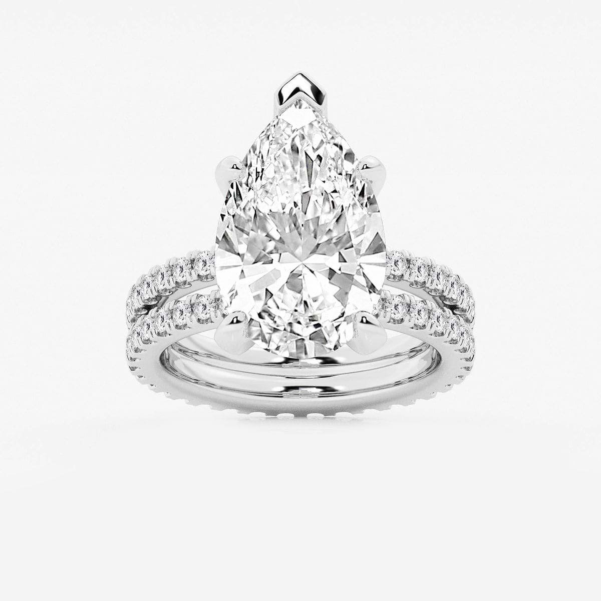 8 1/5 ctw Pear Lab Grown Diamond Split Double Band Eternity Engagement Ring Platinum, D, VVS