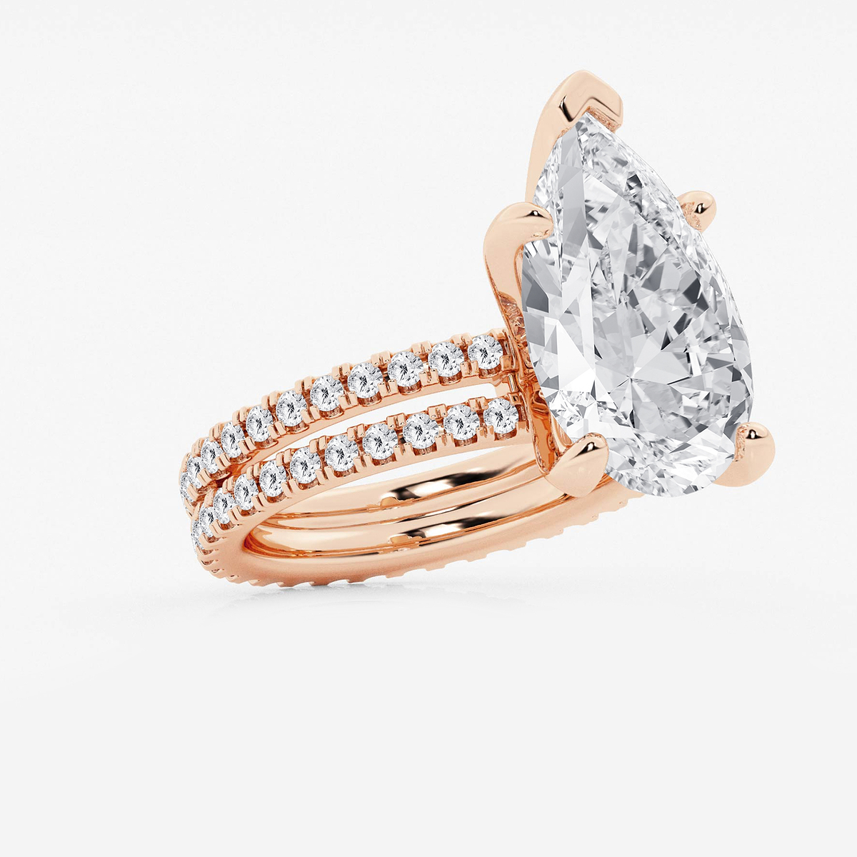 Additional Image 1 for  9 1/5 ctw Pear Lab Grown Diamond Split Double Band Eternity Engagement Ring