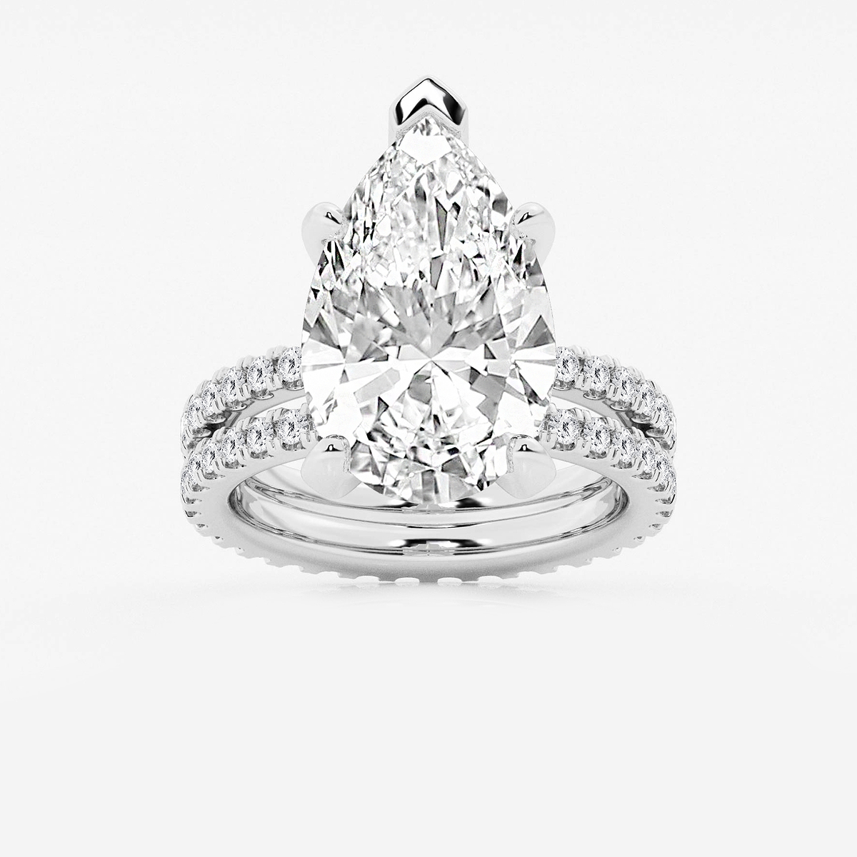 9 1/5 ctw Pear Lab Grown Diamond Split Double Band Eternity Engagement Ring