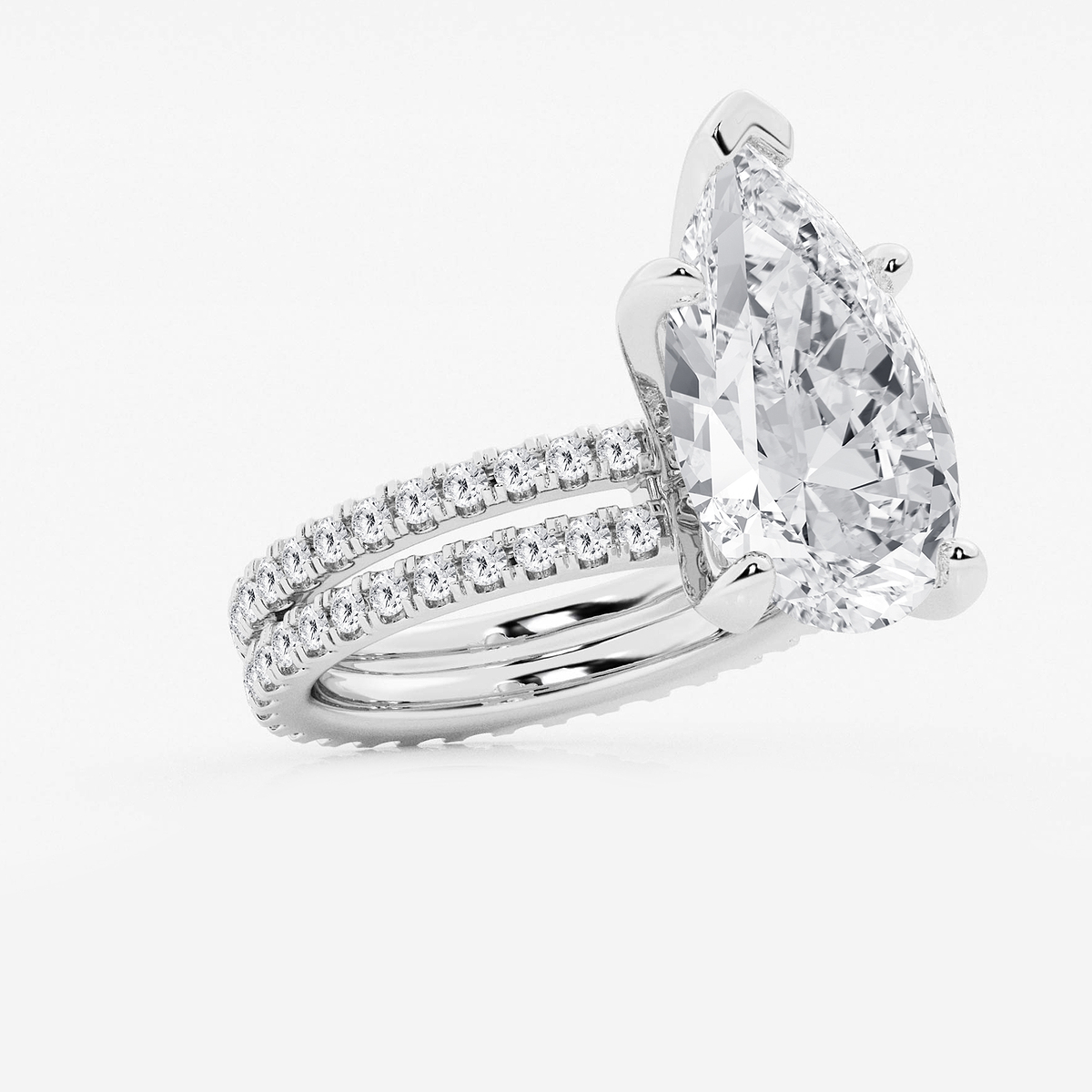 Additional Image 1 for  9 1/5 ctw Pear Lab Grown Diamond Split Double Band Eternity Engagement Ring