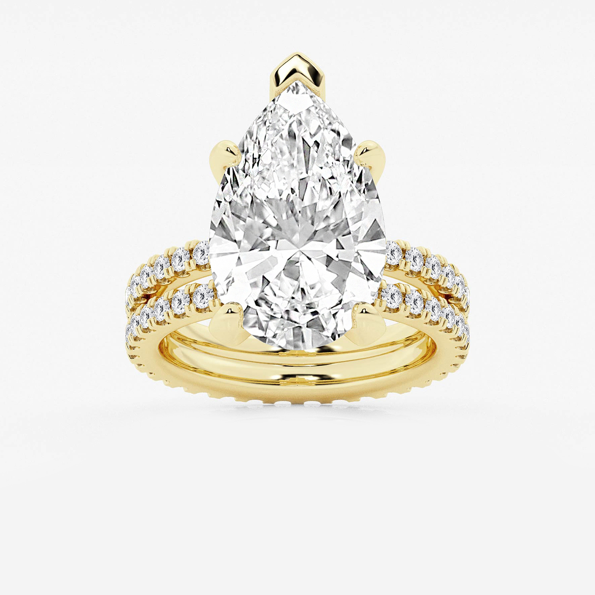 9 1/5 ctw Pear Lab Grown Diamond Split Double Band Eternity Engagement Ring