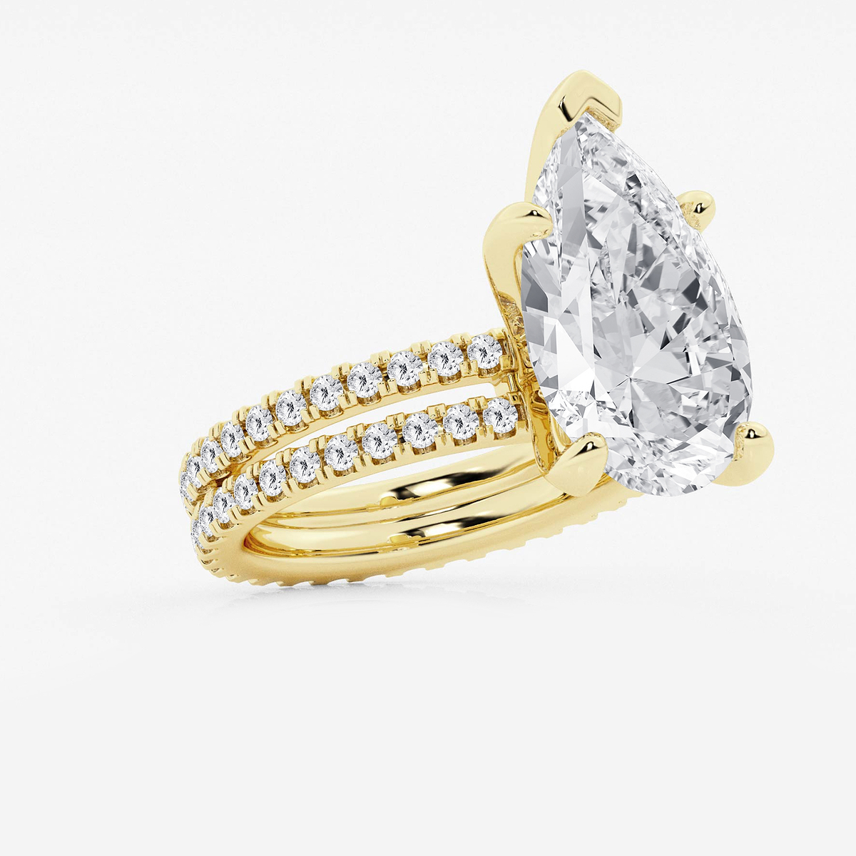 Additional Image 1 for  9 1/5 ctw Pear Lab Grown Diamond Split Double Band Eternity Engagement Ring