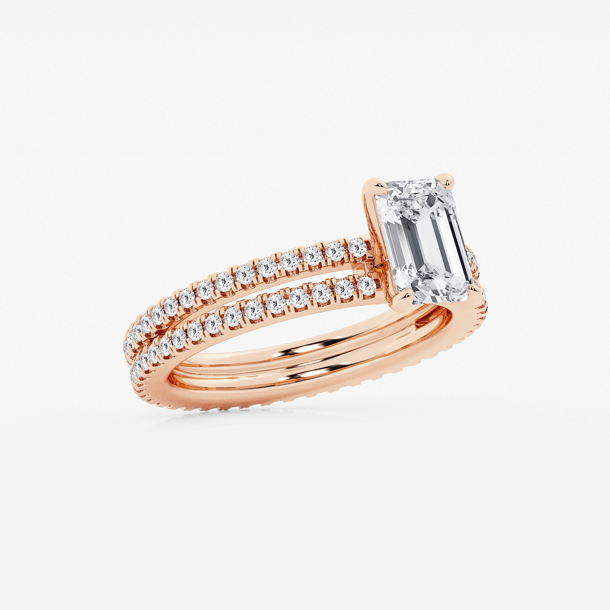 Additional Image 1 for  2 1/5 ctw Emerald Lab Grown Diamond Split Double Band Eternity Engagement Ring