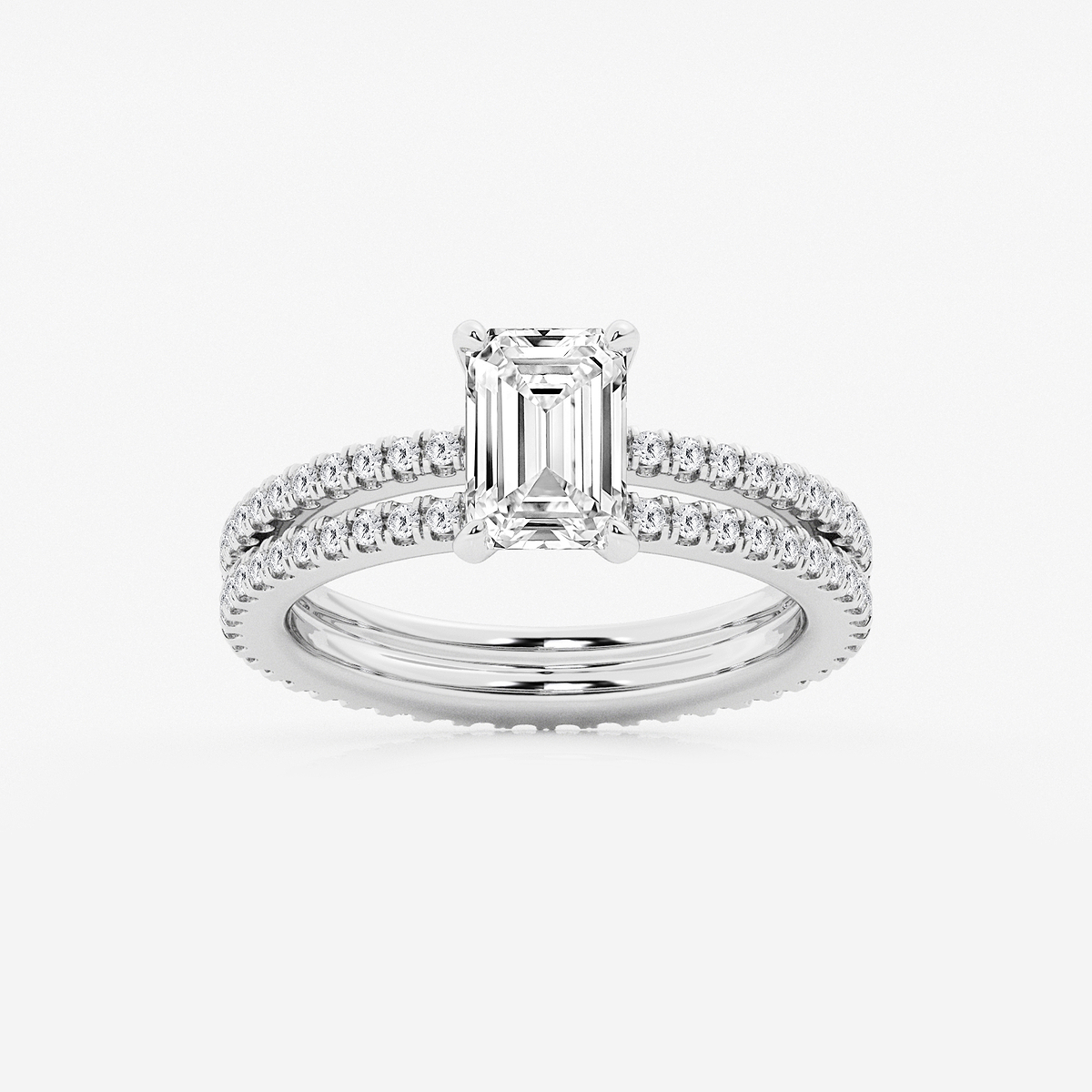 2 1/5 ctw Emerald Lab Grown Diamond Split Double Band Eternity Engagement Ring