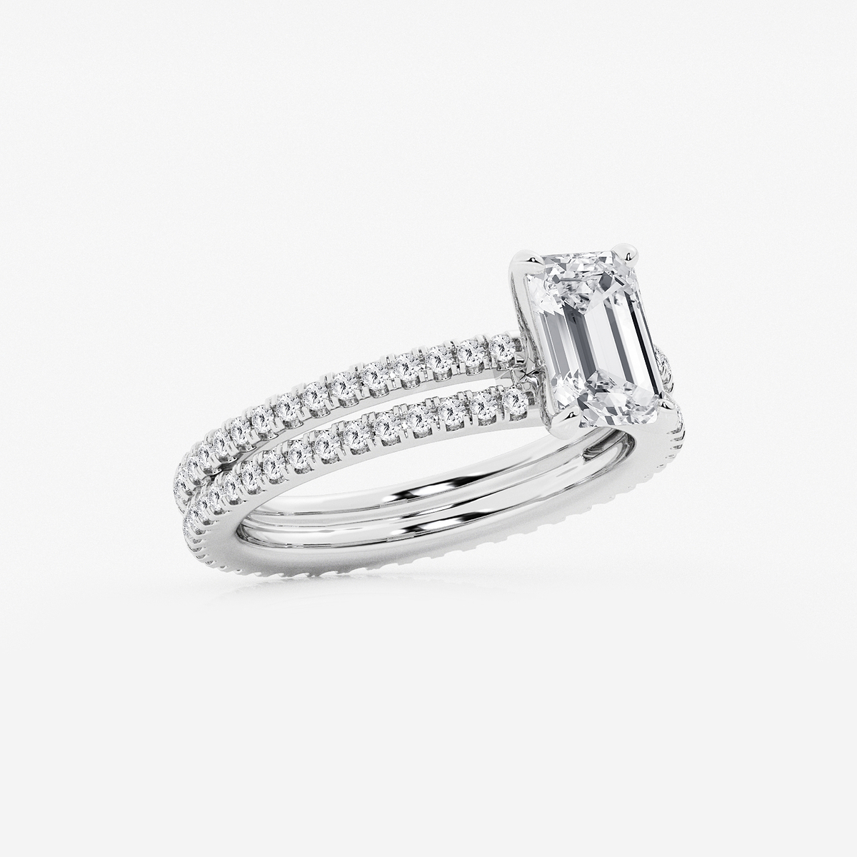 Additional Image 1 for  2 1/5 ctw Emerald Lab Grown Diamond Split Double Band Eternity Engagement Ring