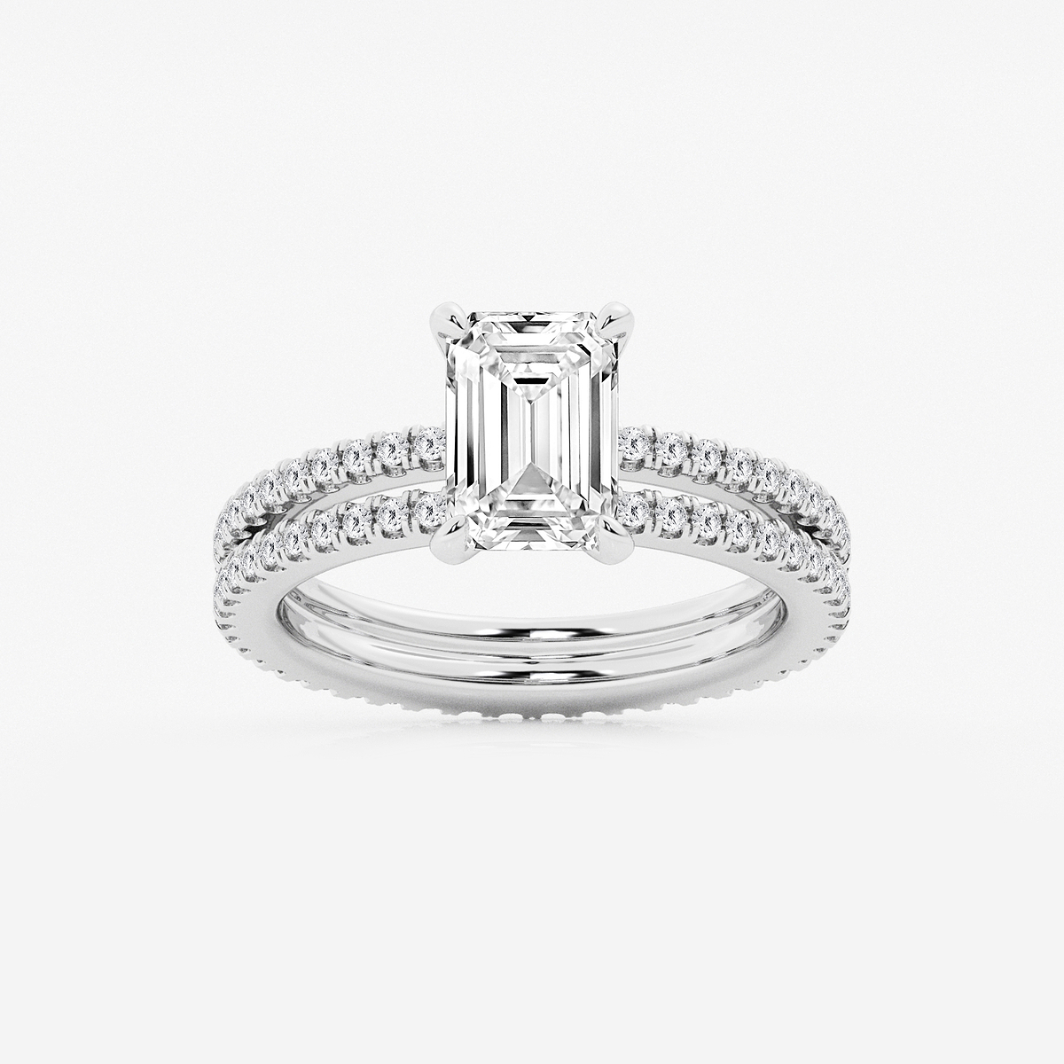 2 3/4 ctw Emerald Lab Grown Diamond Split Double Band Eternity Engagement Ring