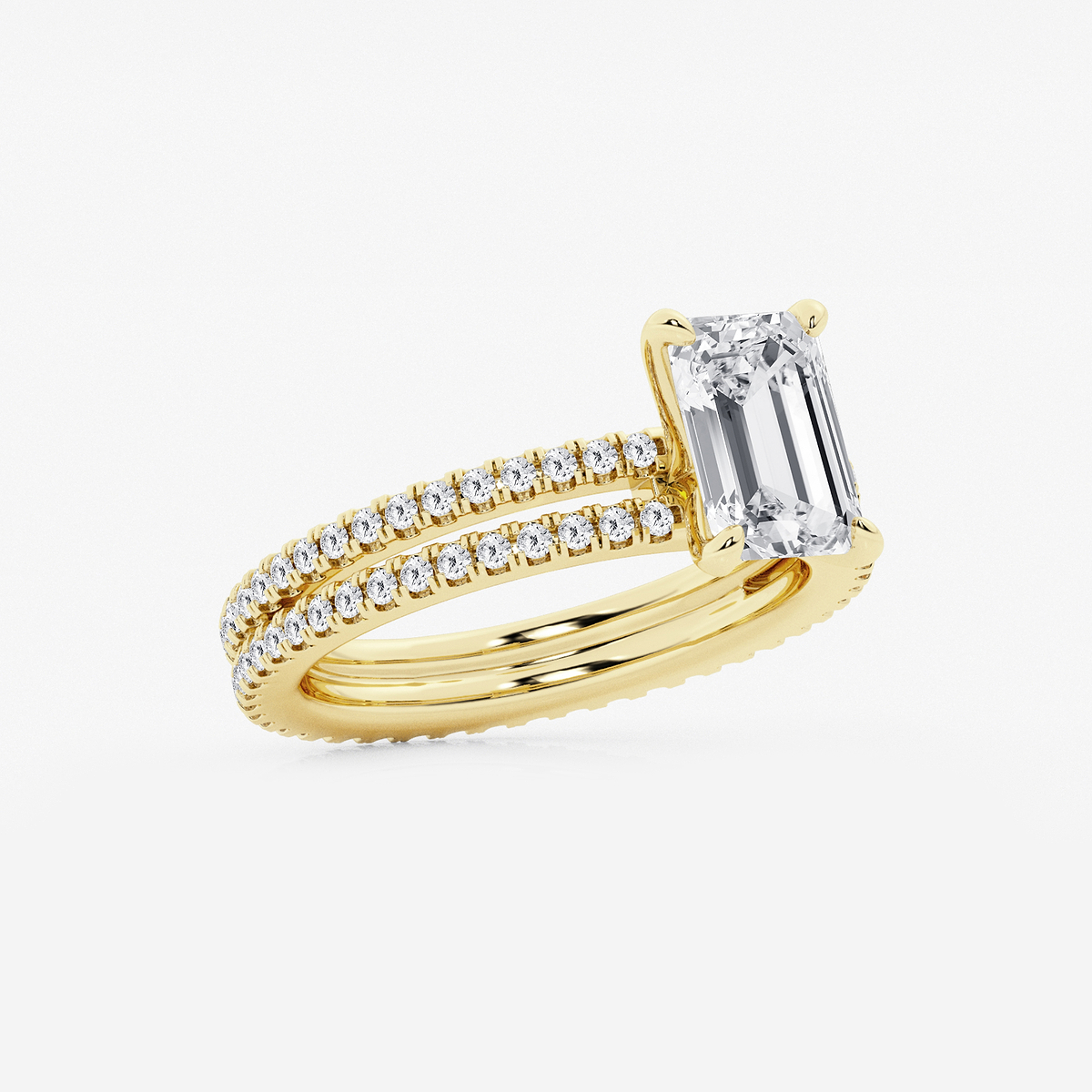 Additional Image 1 for  2 3/4 ctw Emerald Lab Grown Diamond Split Double Band Eternity Engagement Ring
