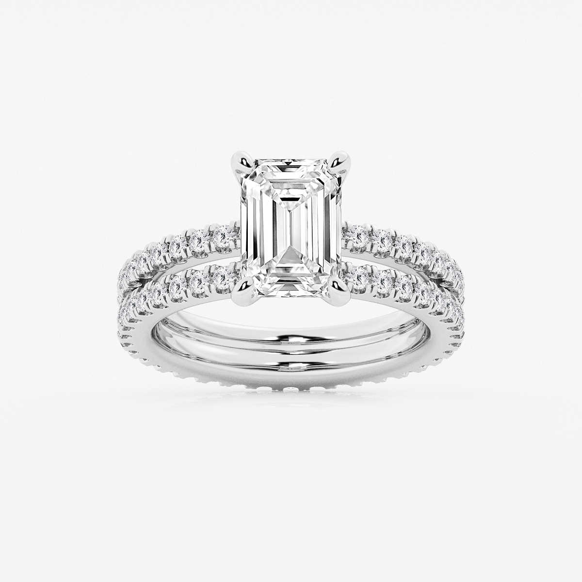 3 2/5 ctw Emerald Lab Grown Diamond Split Double Band Eternity Engagement Ring