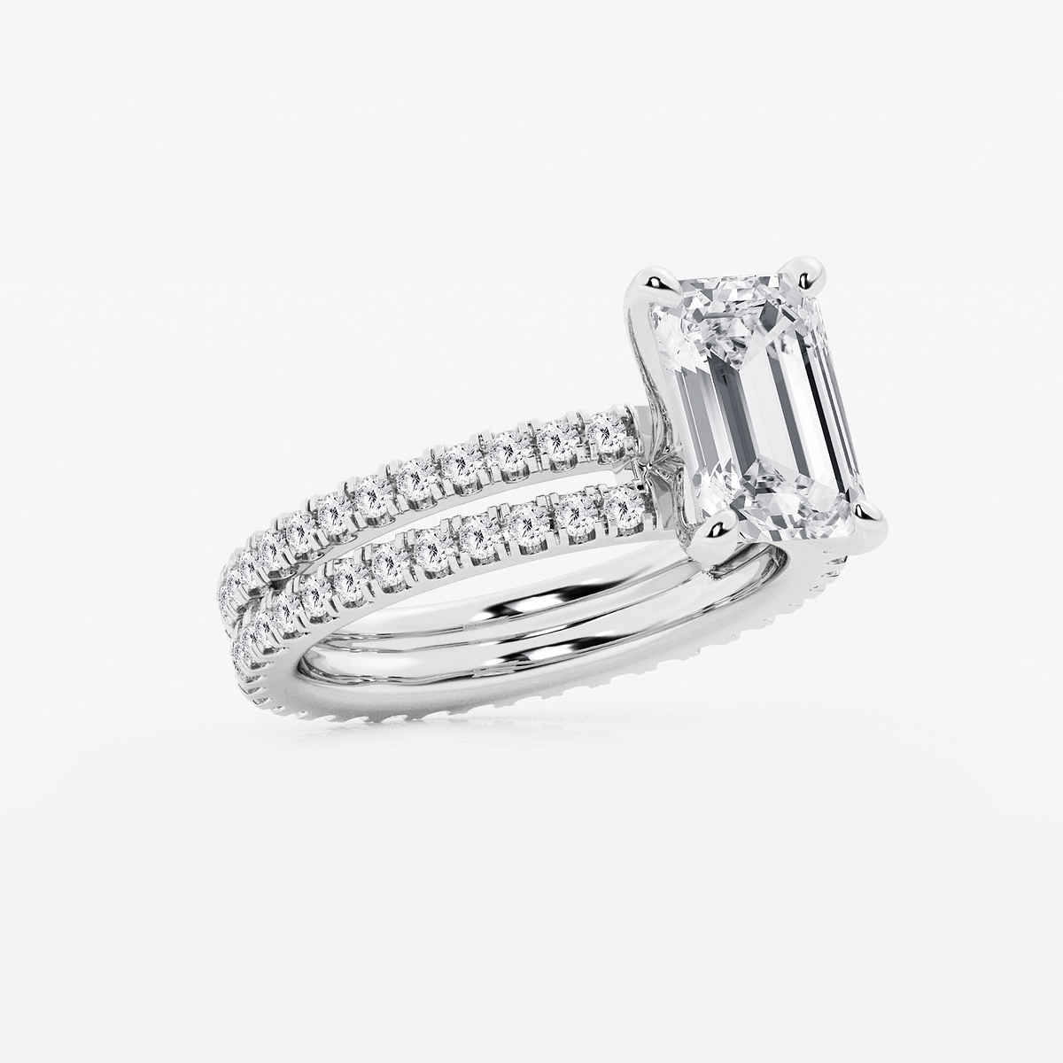 Additional Image 1 for  3 7/8 ctw Emerald Lab Grown Diamond Split Double Band Eternity Engagement Ring