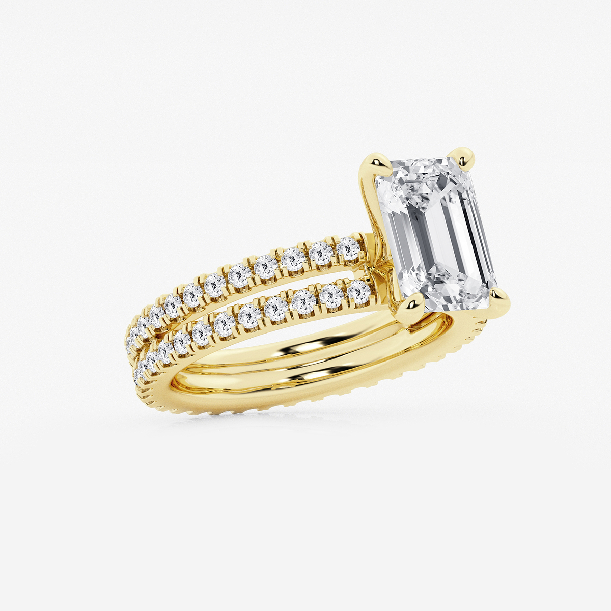 Additional Image 1 for  3 7/8 ctw Emerald Lab Grown Diamond Split Double Band Eternity Engagement Ring