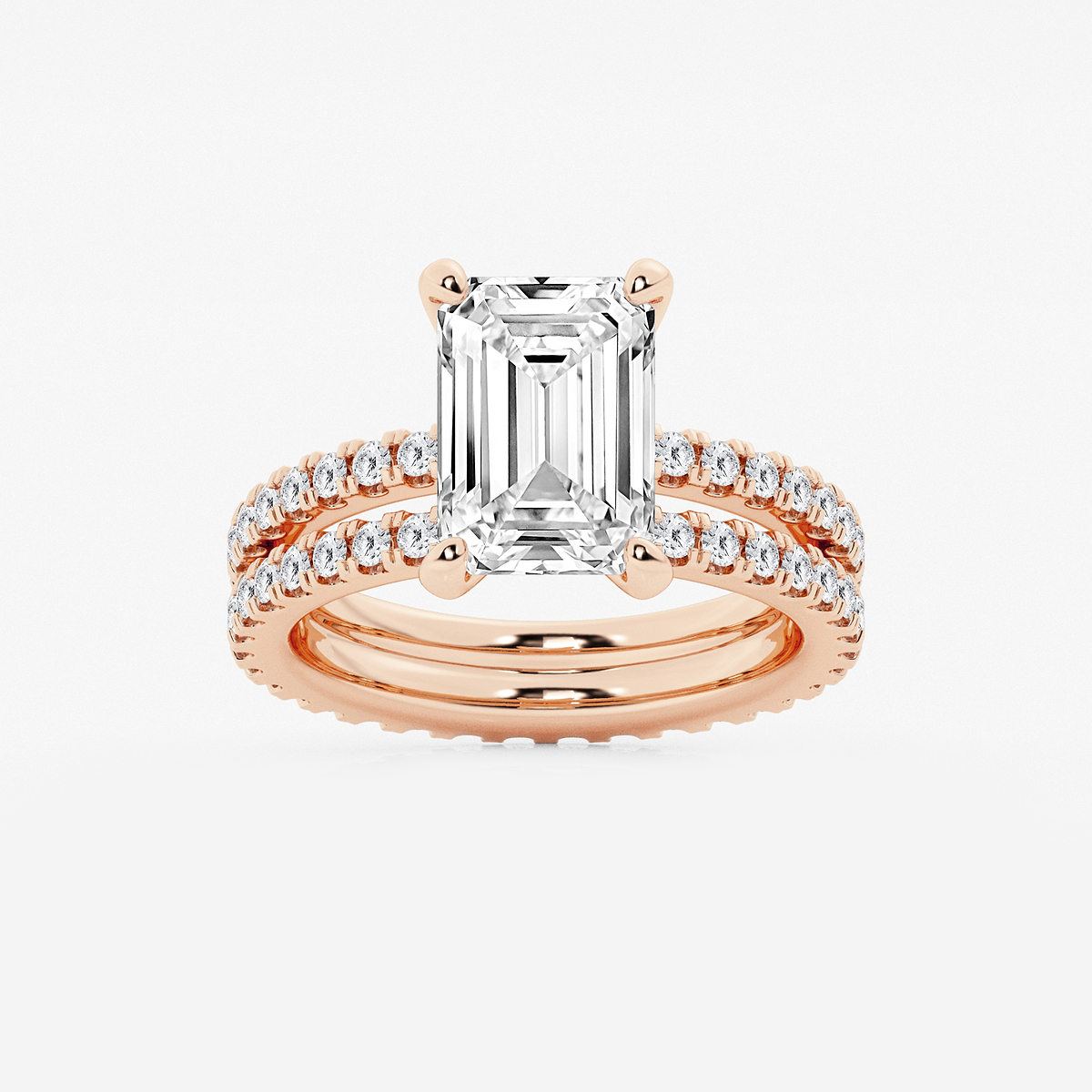 5 1/5 ctw Emerald Lab Grown Diamond Split Double Band Eternity Engagement Ring