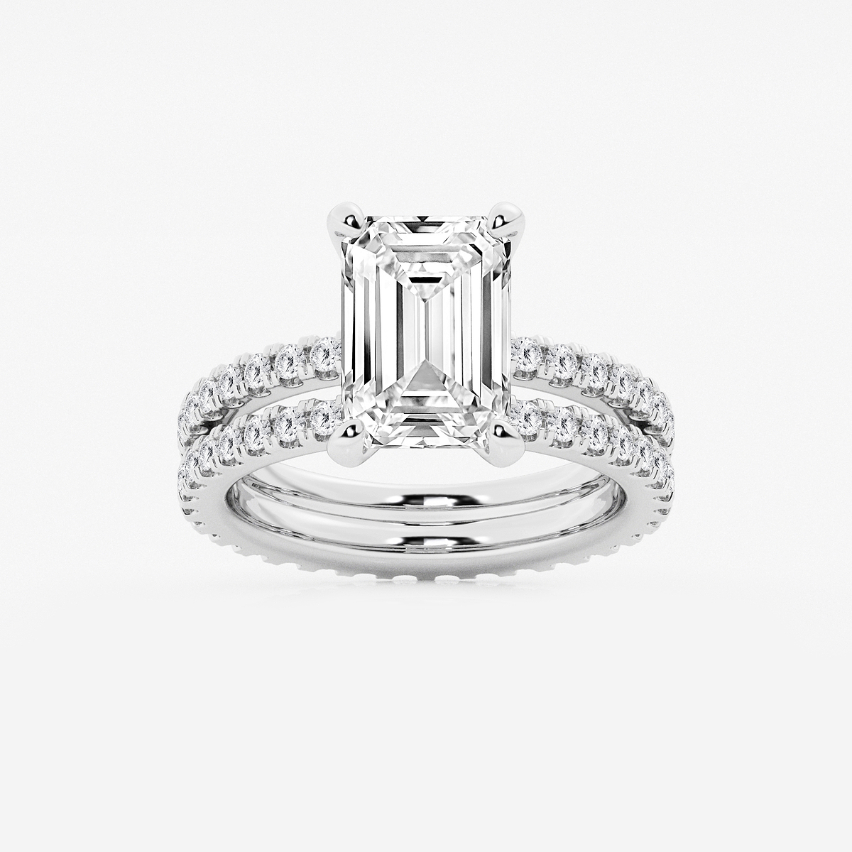 5 1/5 ctw Emerald Lab Grown Diamond Split Double Band Eternity Engagement Ring