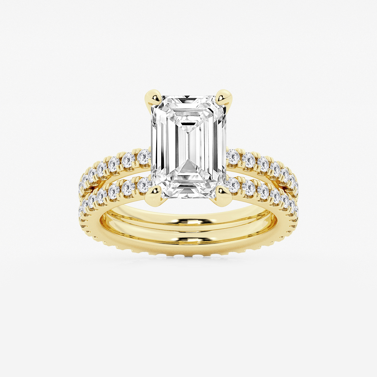 5 1/5 ctw Emerald Lab Grown Diamond Split Double Band Eternity Engagement Ring