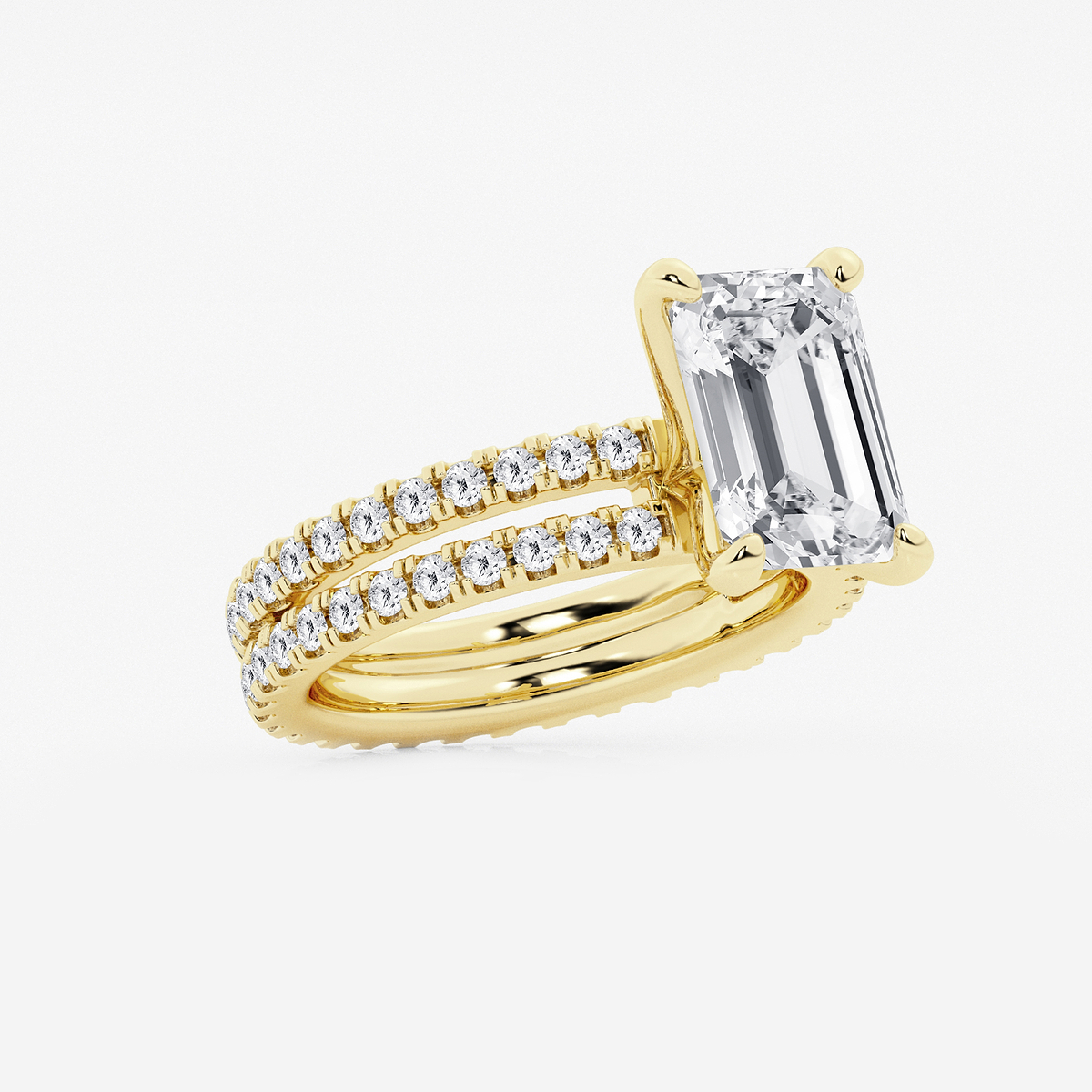 Additional Image 1 for  5 1/5 ctw Emerald Lab Grown Diamond Split Double Band Eternity Engagement Ring