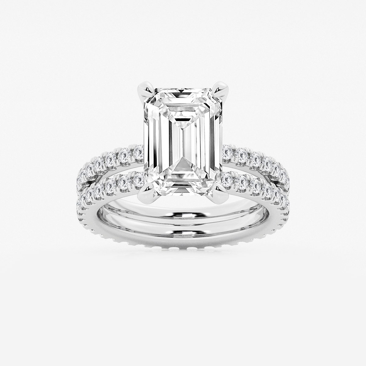 6 1/5 ctw Emerald Lab Grown Diamond Split Double Band Eternity Engagement Ring