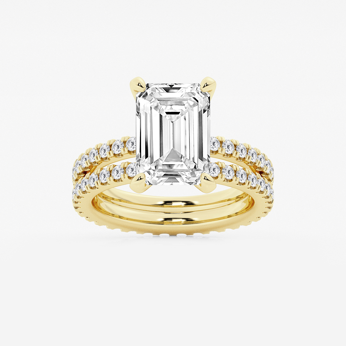 6 1/5 ctw Emerald Lab Grown Diamond Split Double Band Eternity Engagement Ring