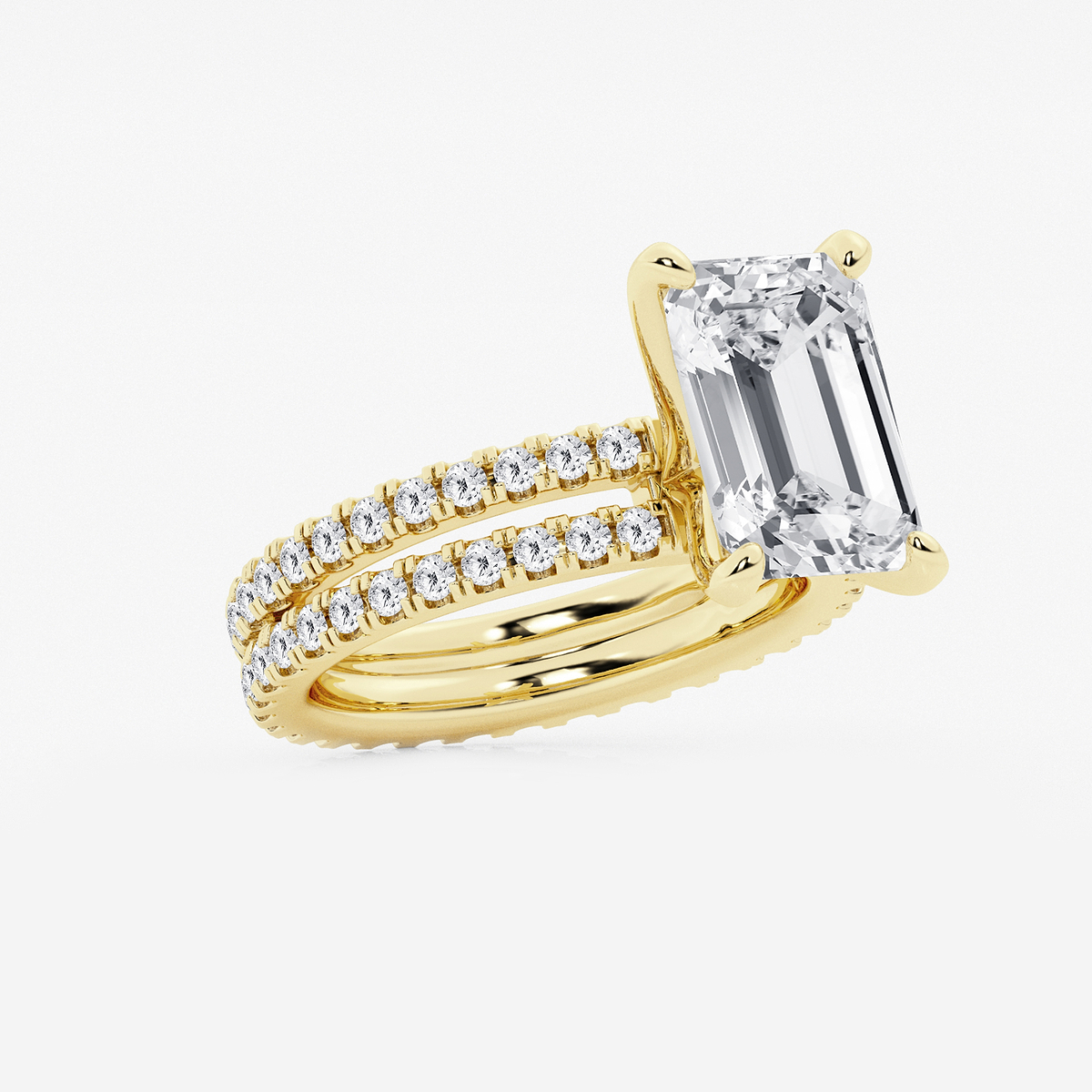 Additional Image 1 for  6 1/5 ctw Emerald Lab Grown Diamond Split Double Band Eternity Engagement Ring