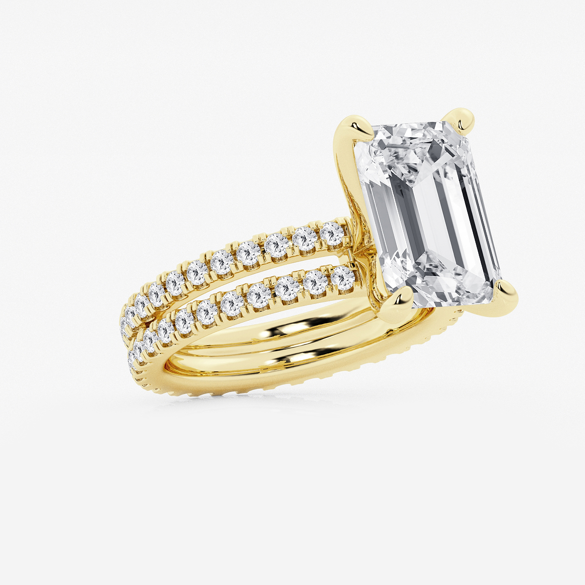 Additional Image 1 for  7 1/5 ctw Emerald Lab Grown Diamond Split Double Band Eternity Engagement Ring